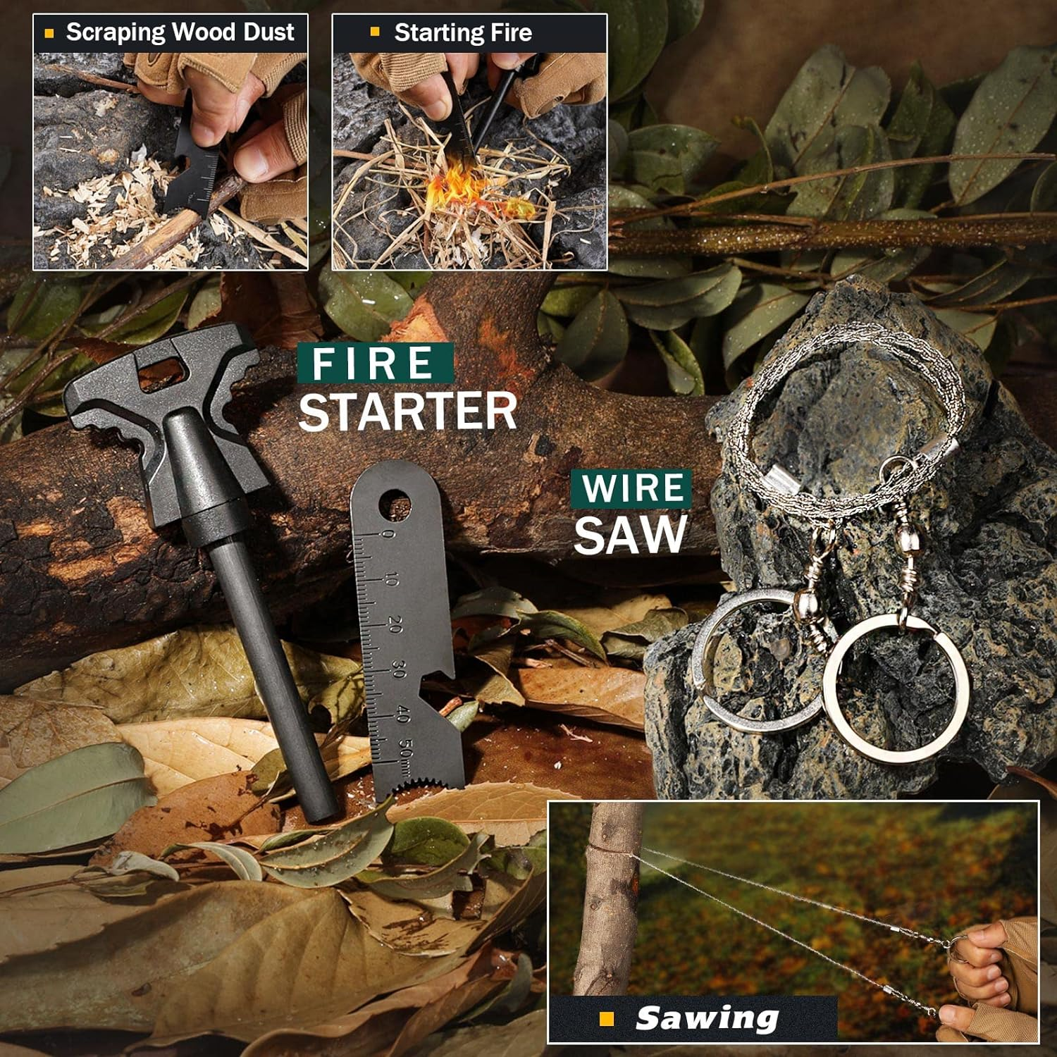 Suvival Kits 12 in 1, Gifts Idea for Men Dad Him, Christmas Stocking Stuffers, Survival Gear and Equipment, Cool Fishing Hunting Anniversary Birthday Gift Idea for Husband Teen Boy Boyfriend Women image number 4