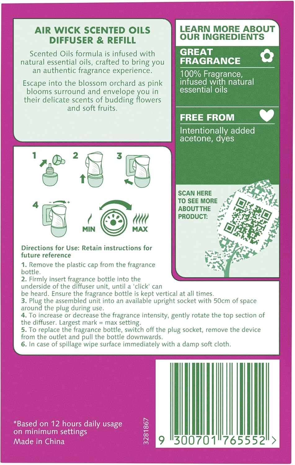 Air Wick Pure Scented Oil Diffuser with Cherry Blossom Refill 19 Ml image number 2