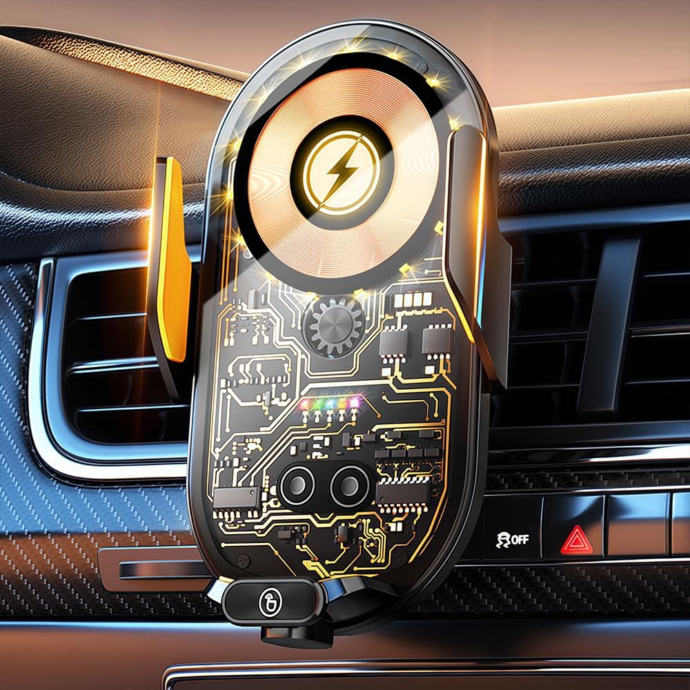 Cadozeal RGB Car Phone Holder| 66W Fast Charge| 5-In-1| One Hand Touch Auto Lock, 360&deg; Rotation Super Stable, Patented Premium Alloy Car Phone Mount for All Smartphone image number 2