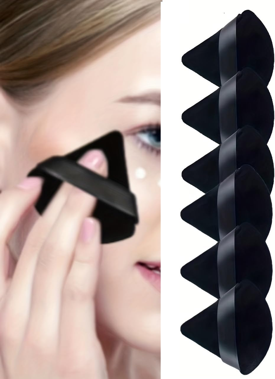 CJESLNA Triangle Powder Puffs, 9 Pieces, Face Makeup Puff for Body Loose Powder, Wet/Dry Application, Cosmetic Foundation Sponge (BLACK) image number 1