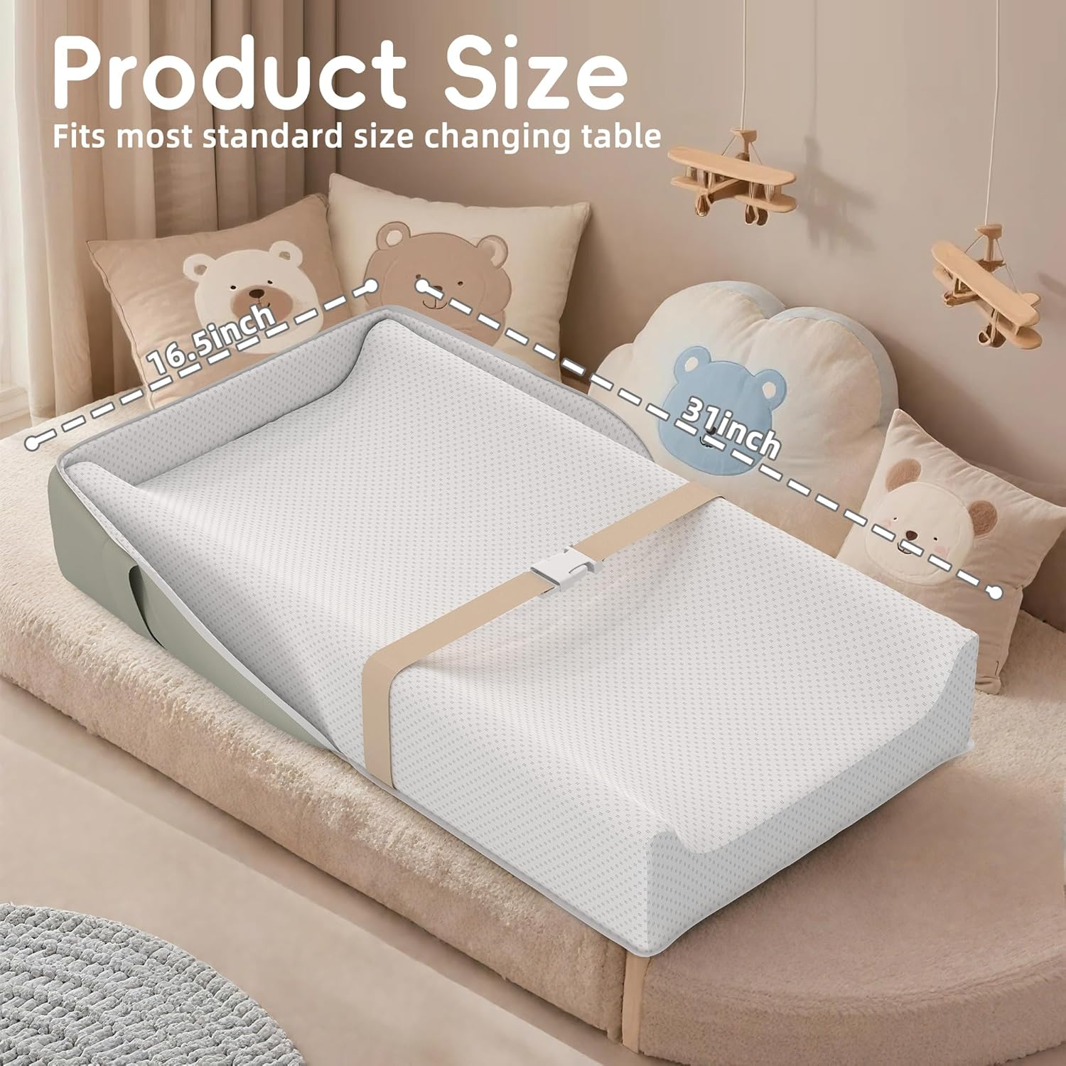 Sofoliana Baby Changing Pad, Portable Changing Pad with Waterproof Lining, Converts to Backpack for Easy Travel, Leather Surface and Cotton Changing Table Pads for Dresser Top image number 3