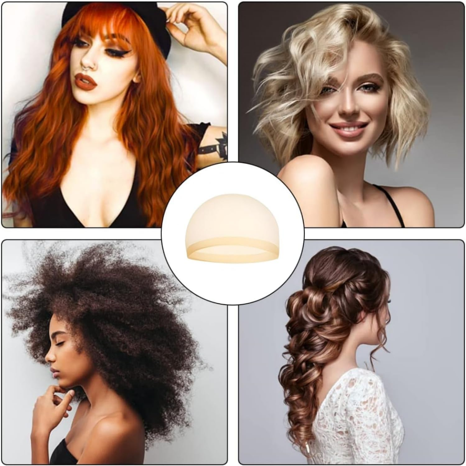 Wig Caps,12Pcs Nude Beige Stocking for Wigs Stretchy Nylon Natural Transparent HD Cap image number 4