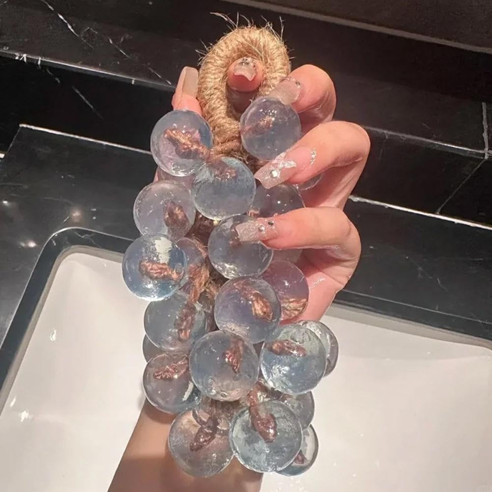 Grape Soap on a Rope, Handmade Grape Cluster Soap for Hand Face, Natural Cold Process Artisan Soaps, Lasting Fragrance Christmas Birthday Gift for Men and Women to Hang Decor (1, Purple)