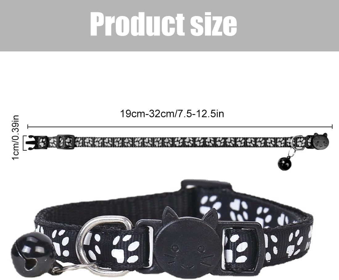 Weddhuis Pack of 2 Cat Collars with Safety Clasp and Bell, Adjustable Collar Cat Kitten image number 3