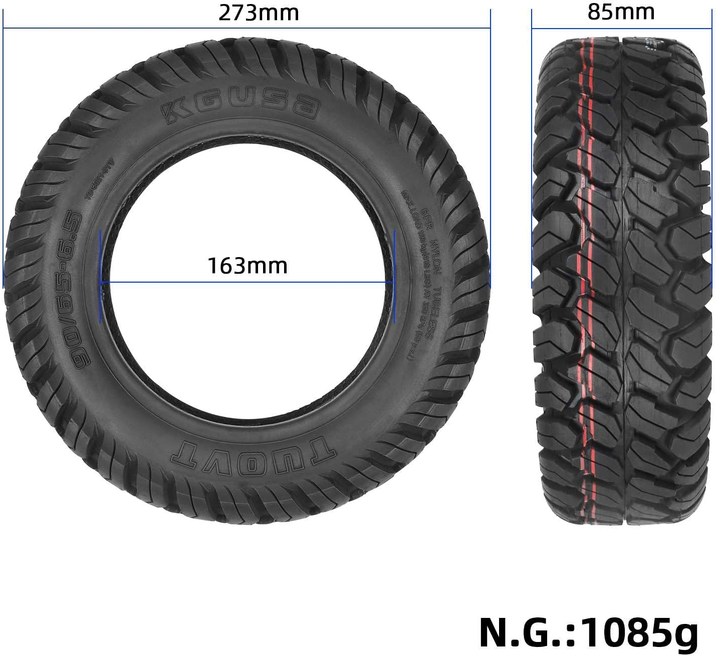 VOLOHAS 90/65-6.5 Verst&auml;rkter Schlauch Mit Abgewinkeltem Ventil 90&deg; F&uuml;r 11 Zoll Reifen Aufblasbar Off-Road, Slick Und Road F&uuml;r Zero 11X/Speedual Plus/Dualtron Ultra/Kaabo Elektroroller - Hose 1 Piece image number 2
