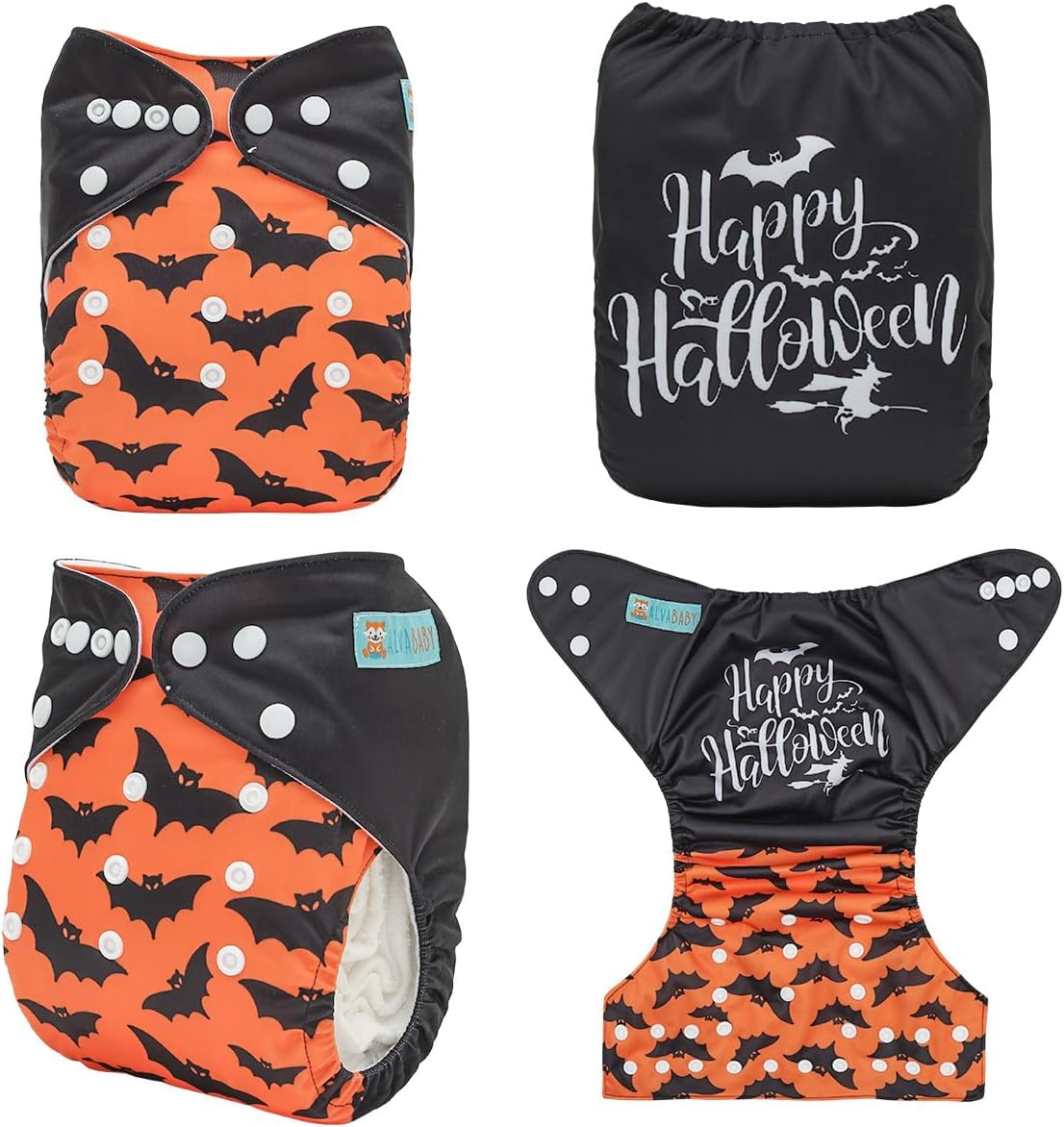 ALVABABY Helloween Baby Cloth Diapers One Size Adjustable Washable Reusable for Baby Girls and Boys 1 Pack with 2 Inserts AMD134-2TA image number 4