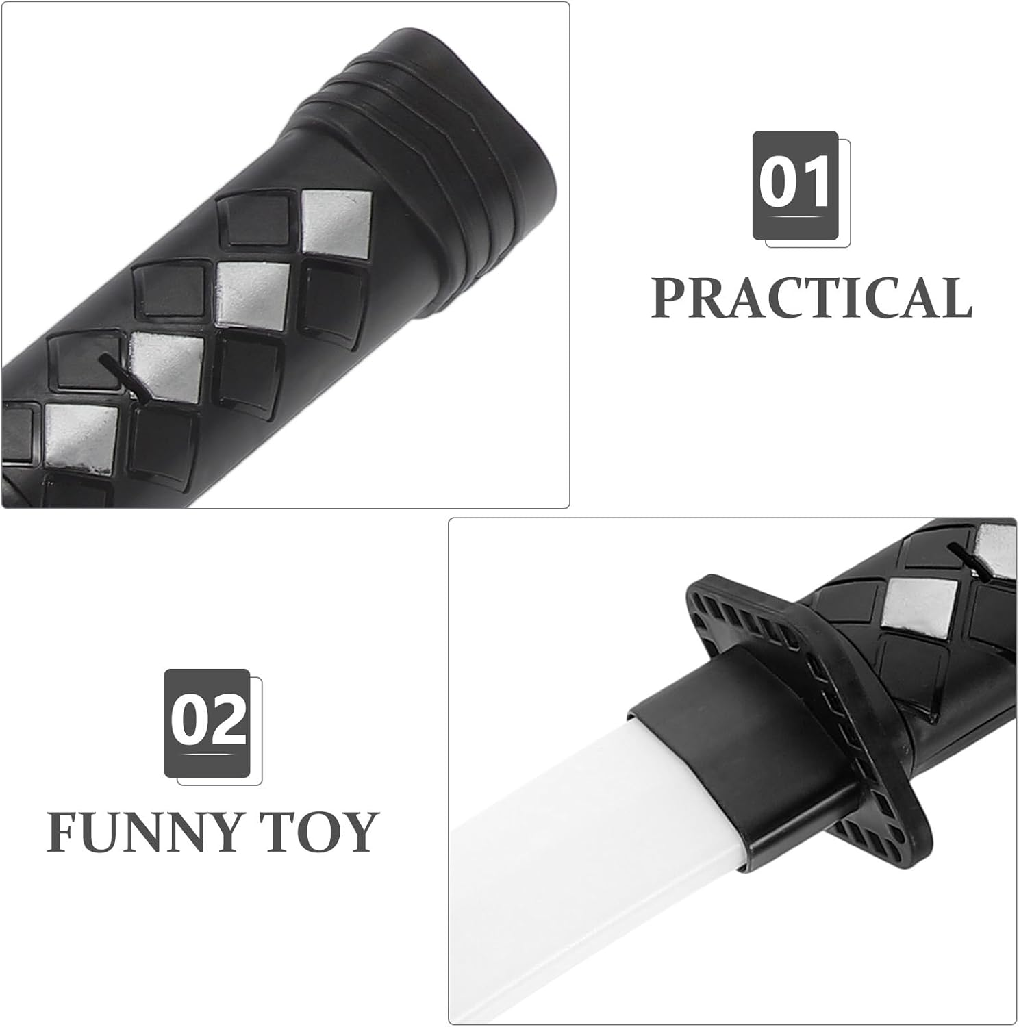 Vaguelly Animes Swords Cosplay Plastic Toy Swords Japanese Samurai Swords Black Training Swords Practice Pretend Play Knight Costume Props image number 4