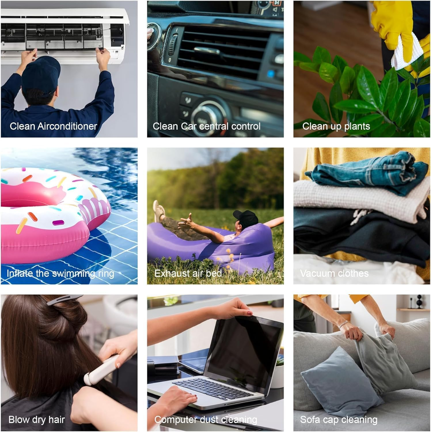 2000Mah Recharged Air Duster, Multipurpose Air Duster Fan for Computer Keyboard Cleaning, Air Cushion Inflation, Car Interior Cleaning, Barbecue Carbon Blowing, Vacuuming, Hair Blowing, Etc. image number 4