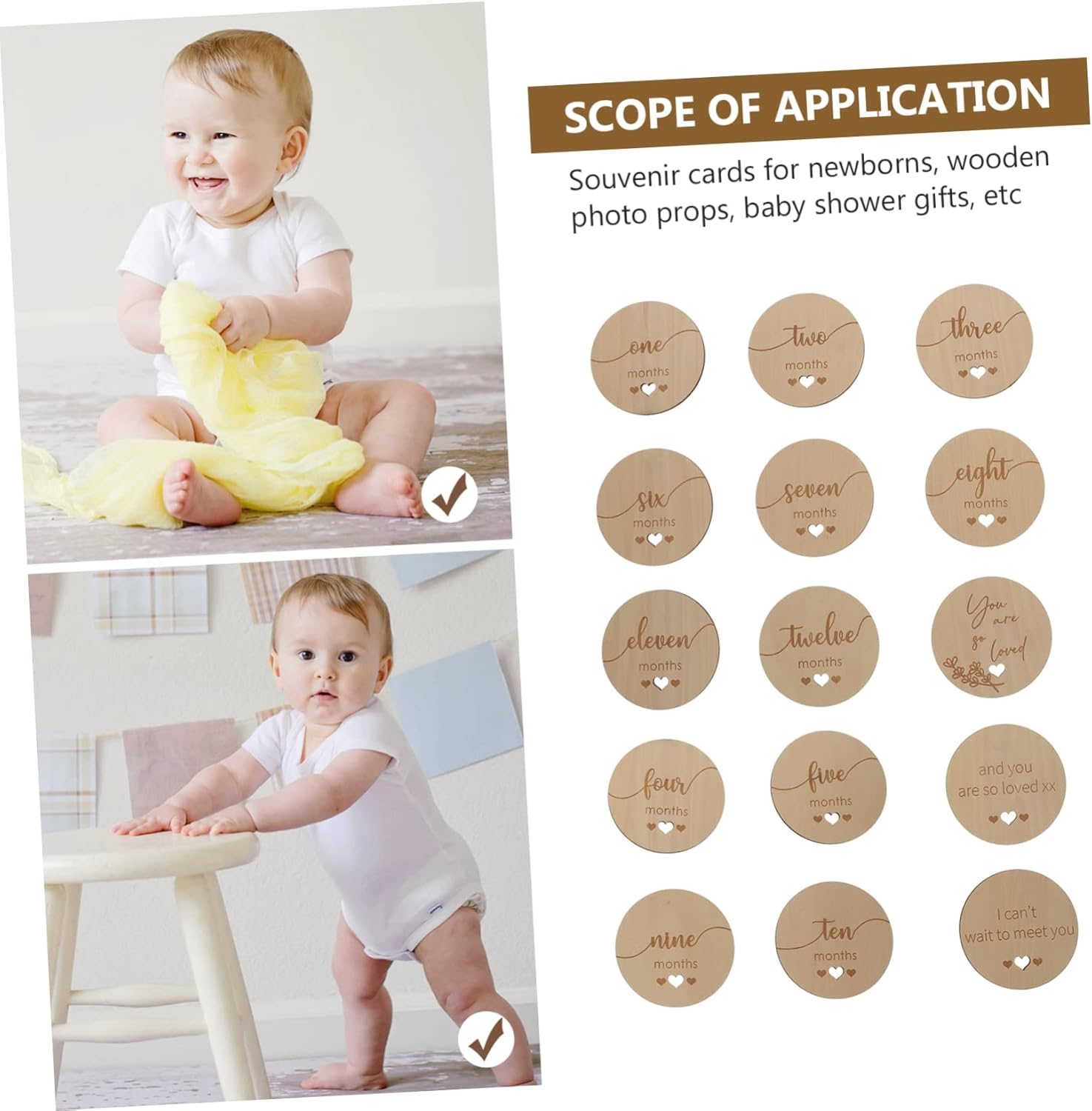 1Set Growth Cards Natural Cardstock Monthly Commemorative Photo Props for Memory Capture and Shower Announcements