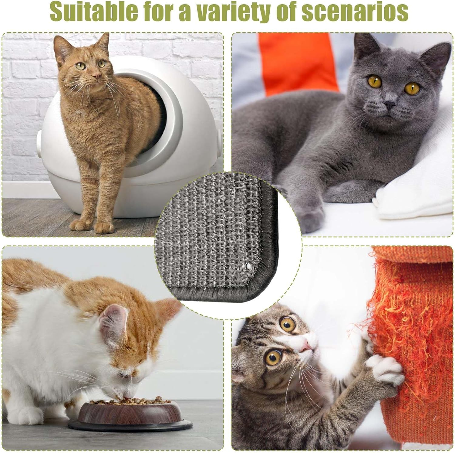Pack of 2 Cat Scratching Mats: 50 X 30 Cm Scratching Boards Cat Sisal Cat Scratching Mat Cat Scratching Mat Cat Scratching Board Cat for Wall, Floor, Glass (Grey) image number 1