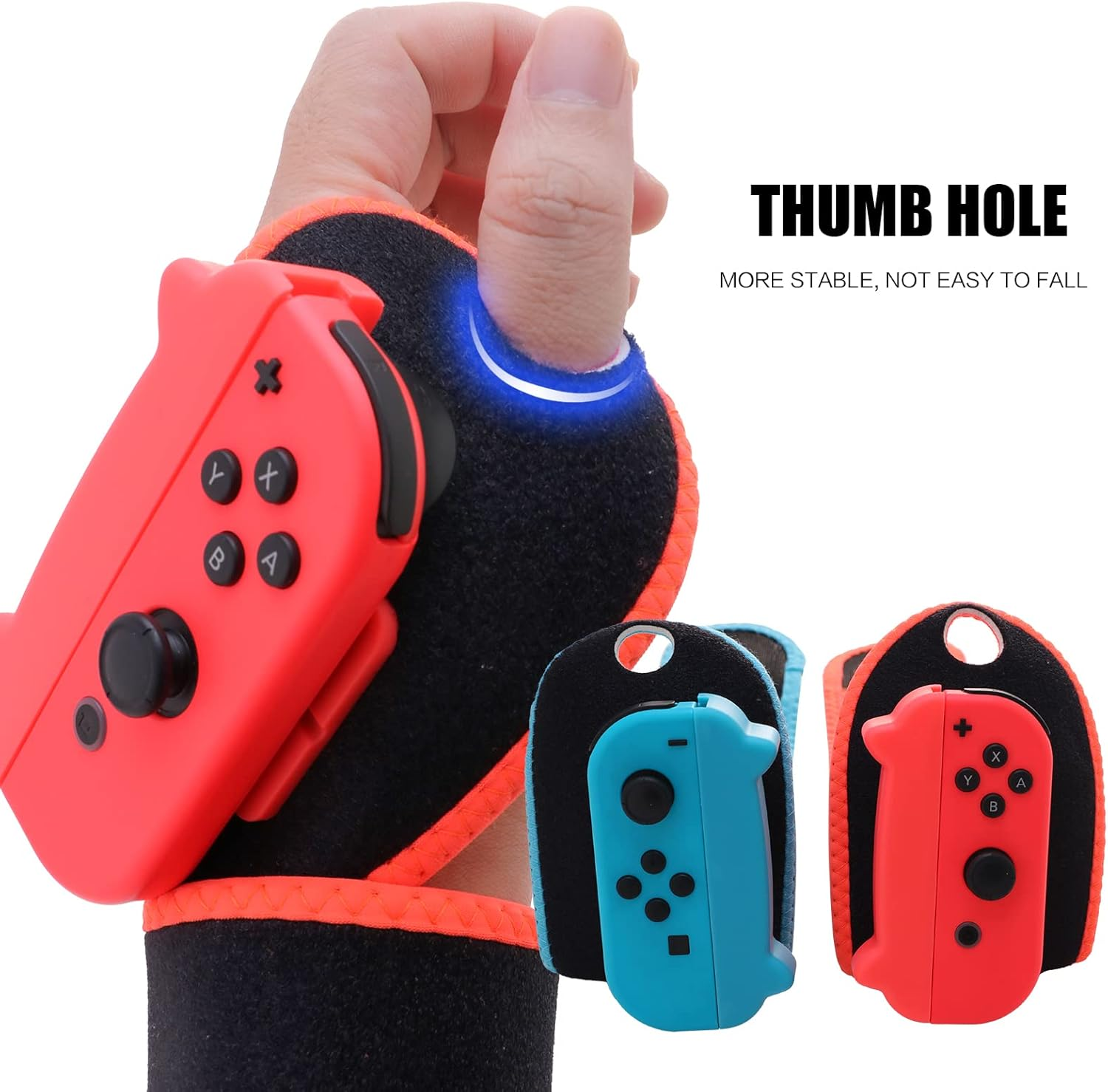 Switch Arm Band, Switch Wrist Strap Compatible with Nintendo Switch Just Dance Game and Switch Boxing Game - Blue and Red (2 Packs) - Black image number 7