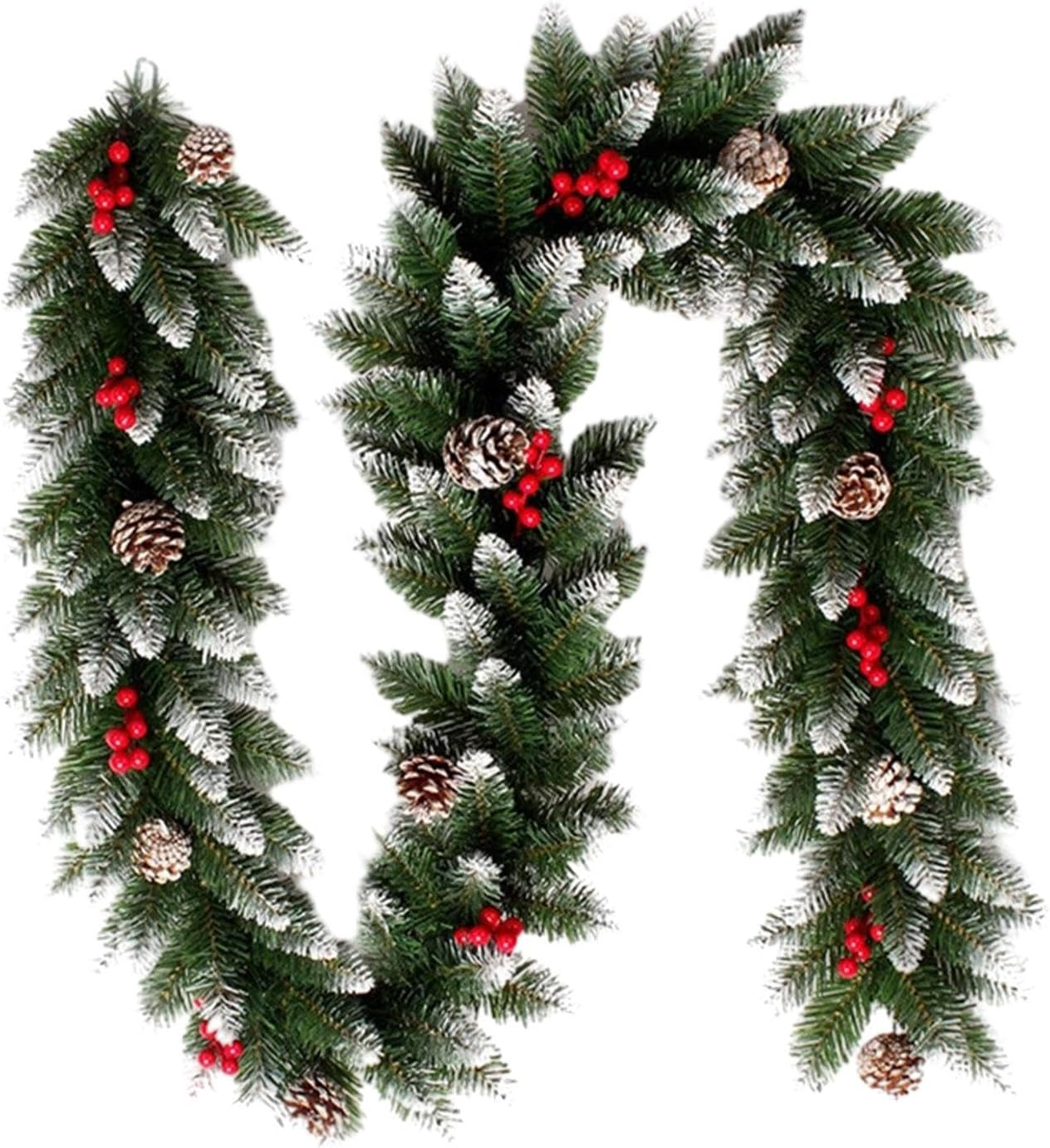 TENOL 8.86Ft Christmas Garland Decorations, Outdoor Christmas Garland for Mantle, Christmas Garland Indoor for Stairs Railing image number 3