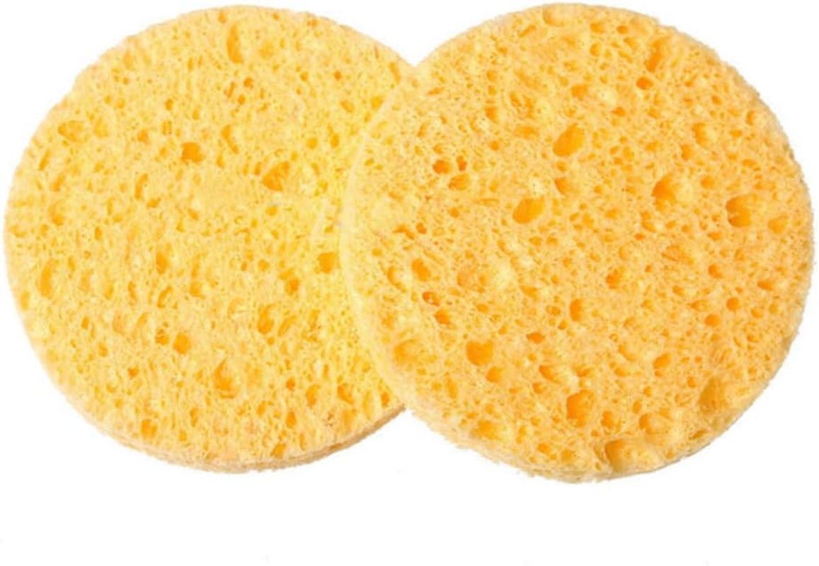 Xinyee 2Pcs/Set Facial Washing Sponge Soft Wood Pulp Sponge Soft Cellulose Compress Cosmetic Puff Face Care Cleansing Makeup Remover Tools image number 4