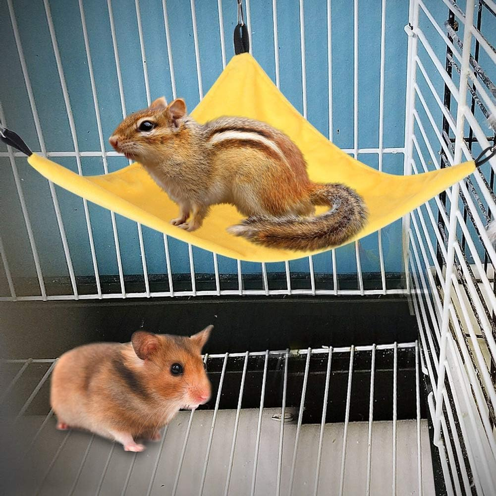 Haofy Small Pet Hammock Triangle Pet Cage Hammock, for Hamster Squirrel Sugar Glider Guinea Pig Mice Rats Birds, with Premium Material, Suitable for Small Animals, Easy to Install, (Yellow) image number 4