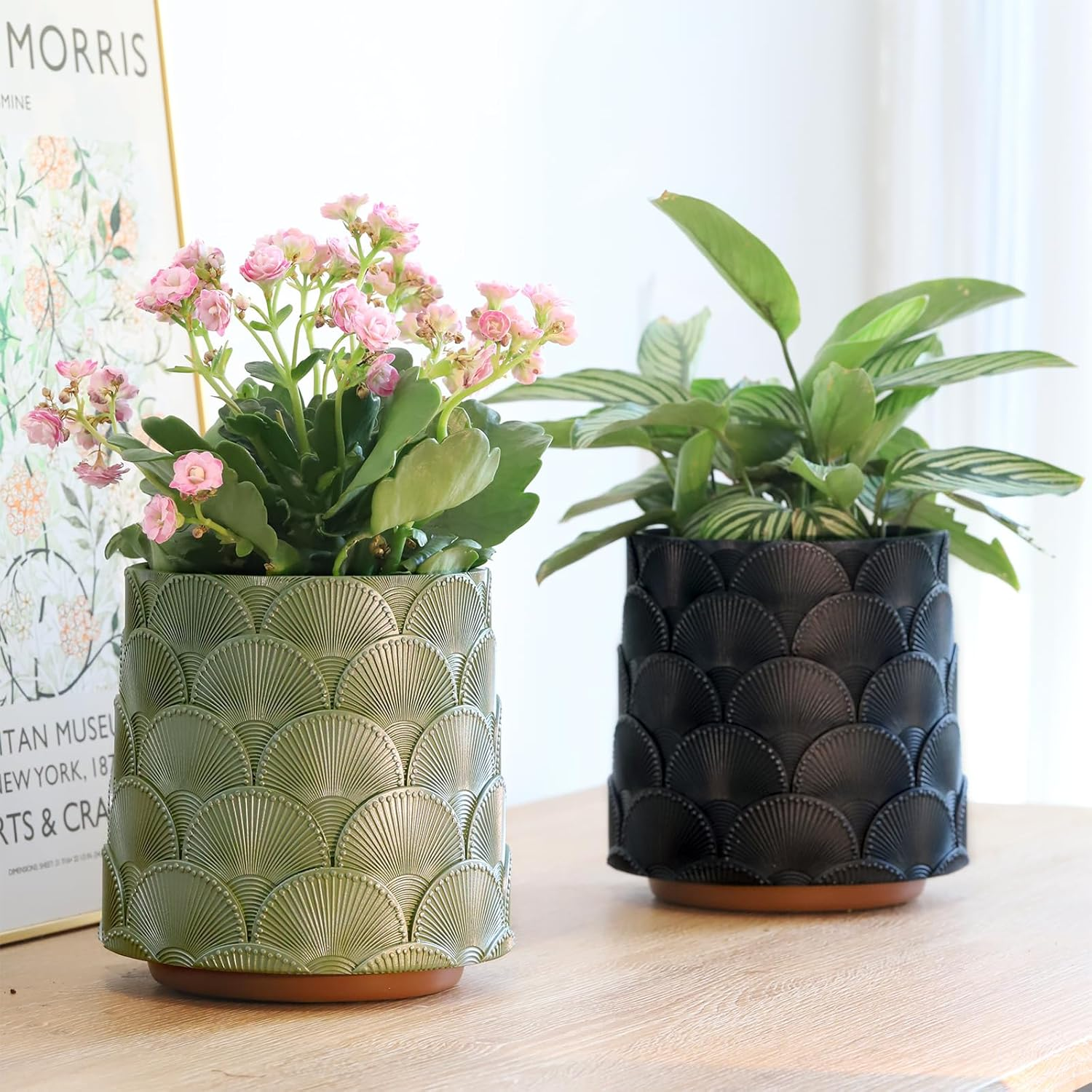 GUGUGO Pearl Sage Green Scale Planter, Cute Unique Plant Pot with Drainage, Eclectic Colorful Small Flower Planters Pots for Indoor & Outdoor Plants, Rainbow Funny Succulent Gardening Pot Gifts image number 2