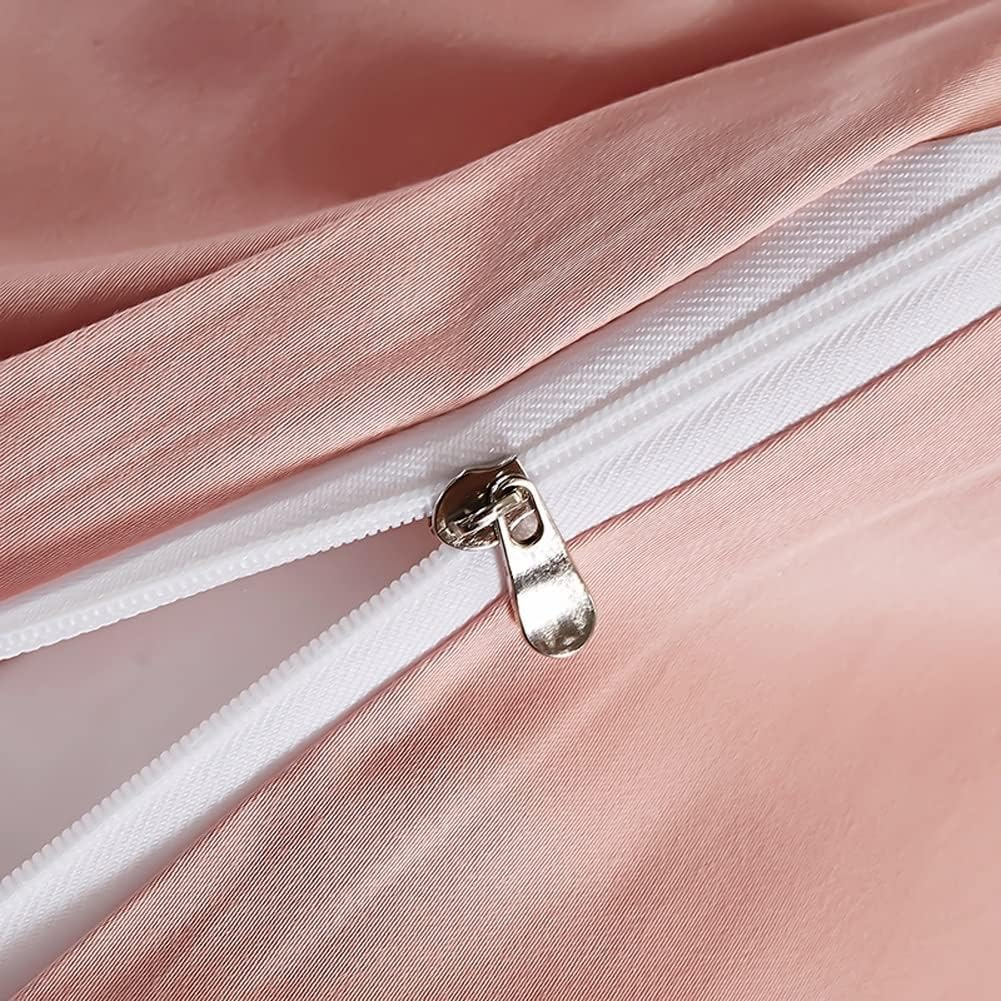 King Bedding Duvet Cover Set Full/Double Luxury Cotton Satin Bedding Set with Zipper Closure Solid 300 TC Long Staple Sateen with 1 Fitted Sheet and 2 Pillow Shams image number 3