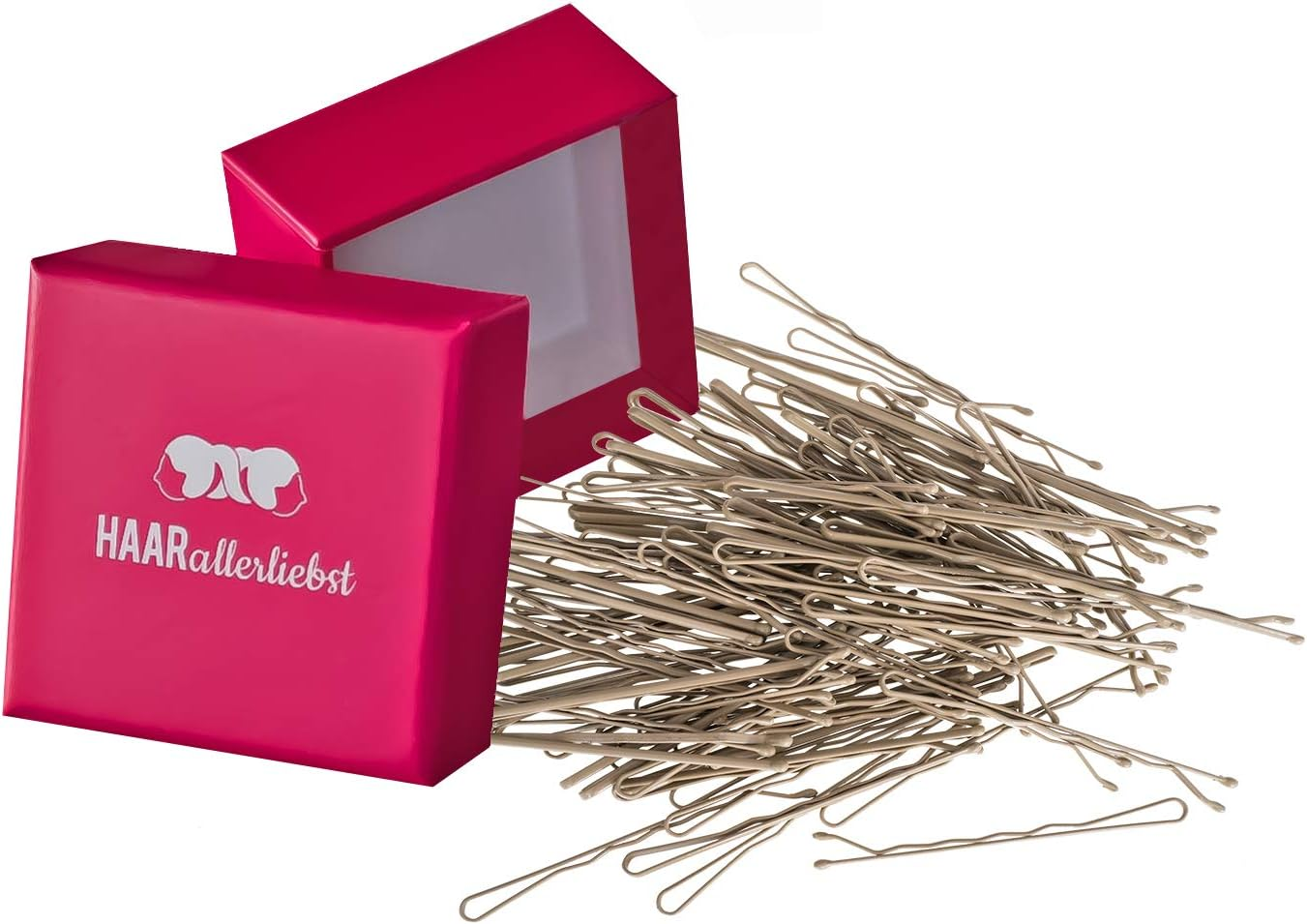 Haarallerliebst 100 Hair Pins - 5 Cm Bobby Pins - Gold for All Hair Colours - Women'S Hair Clips & Hair Pins in White Box - Perfect Hair Pin for Styling & Hold