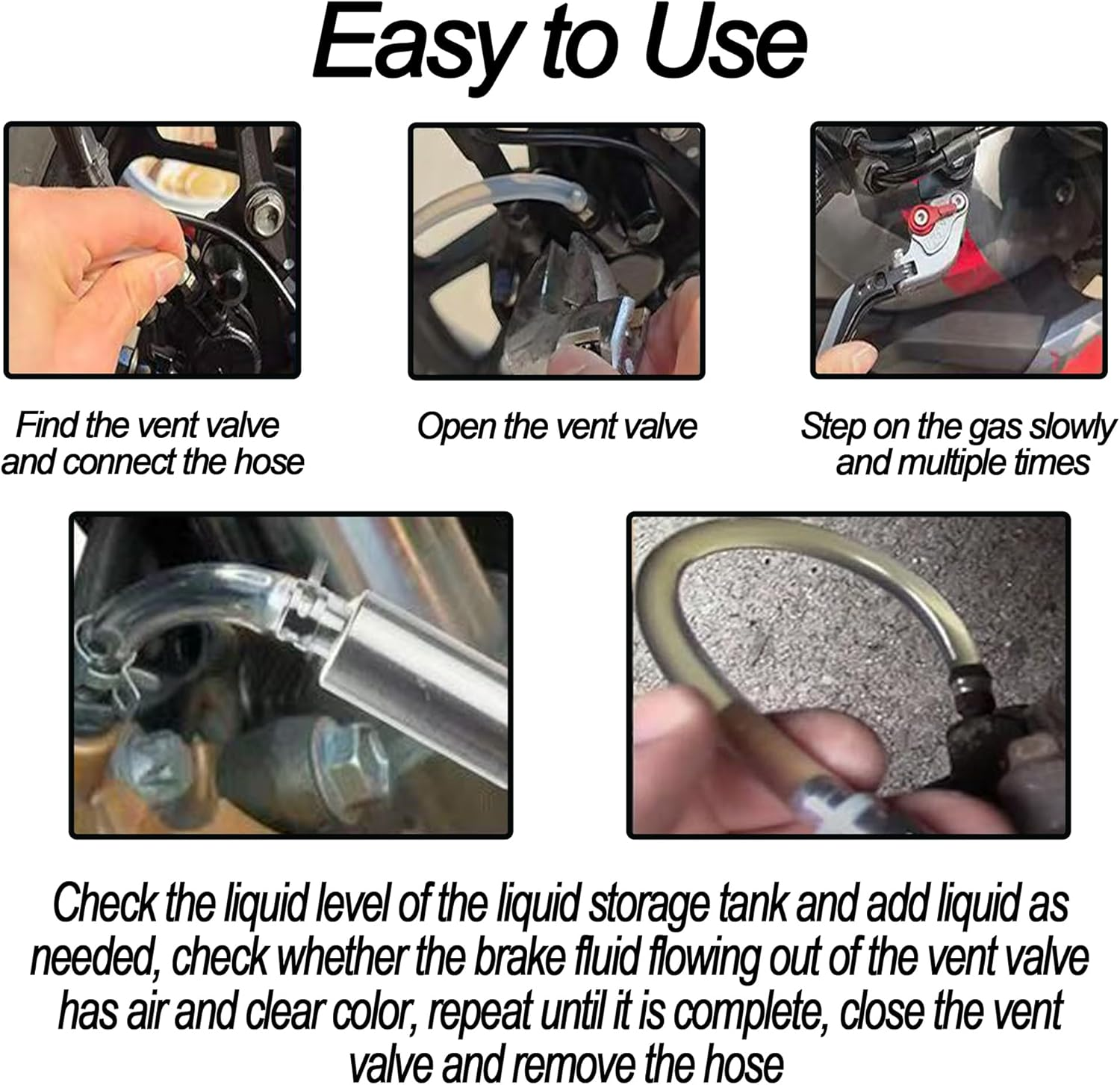 Bestek Brake Bleeding Kit,Motorcycle Brake Bleeder Hose,Aluminum Body One Way Check Valve Tube Bleeding Tool for Car Motorcycle Clutch image number 3