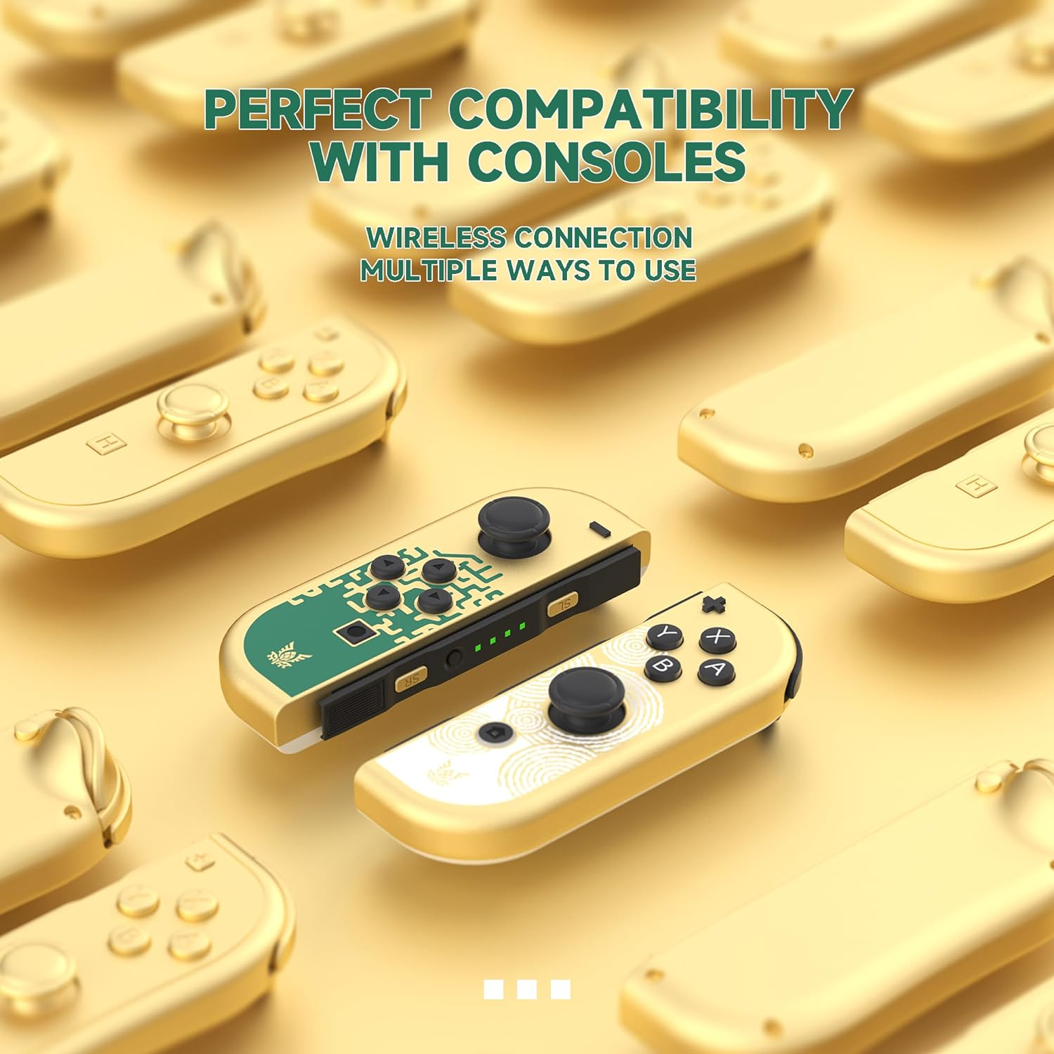 YKASEK Joy Cons for Switch Controllers, Wireless Replacement Joycons, Left and Right Controllers Joycon Support Sports Dual Vibration/Wake-Up/Motion Control (Gold