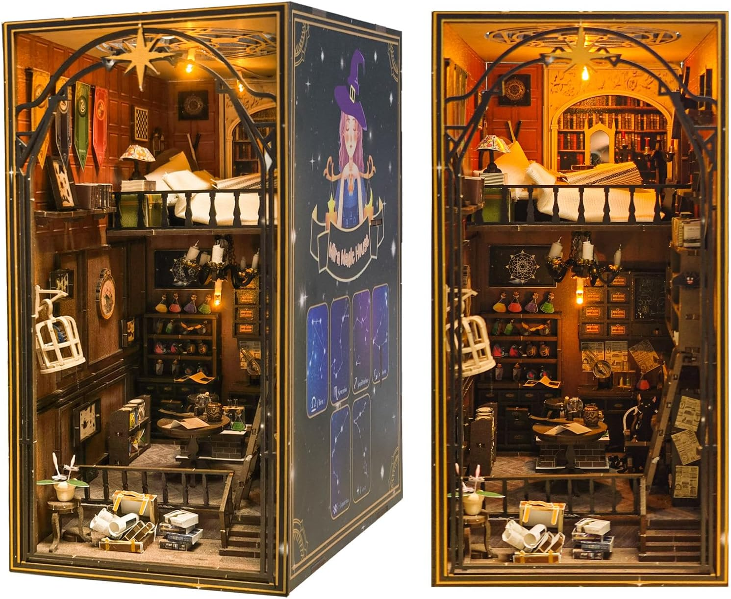 3D Book Nook Kit, DIY Miniature House Kit with LED Light, Booknook Libray Puzzle Creative Gifts Suitable for Adults, Dollhouse Miniature Adults image number 4