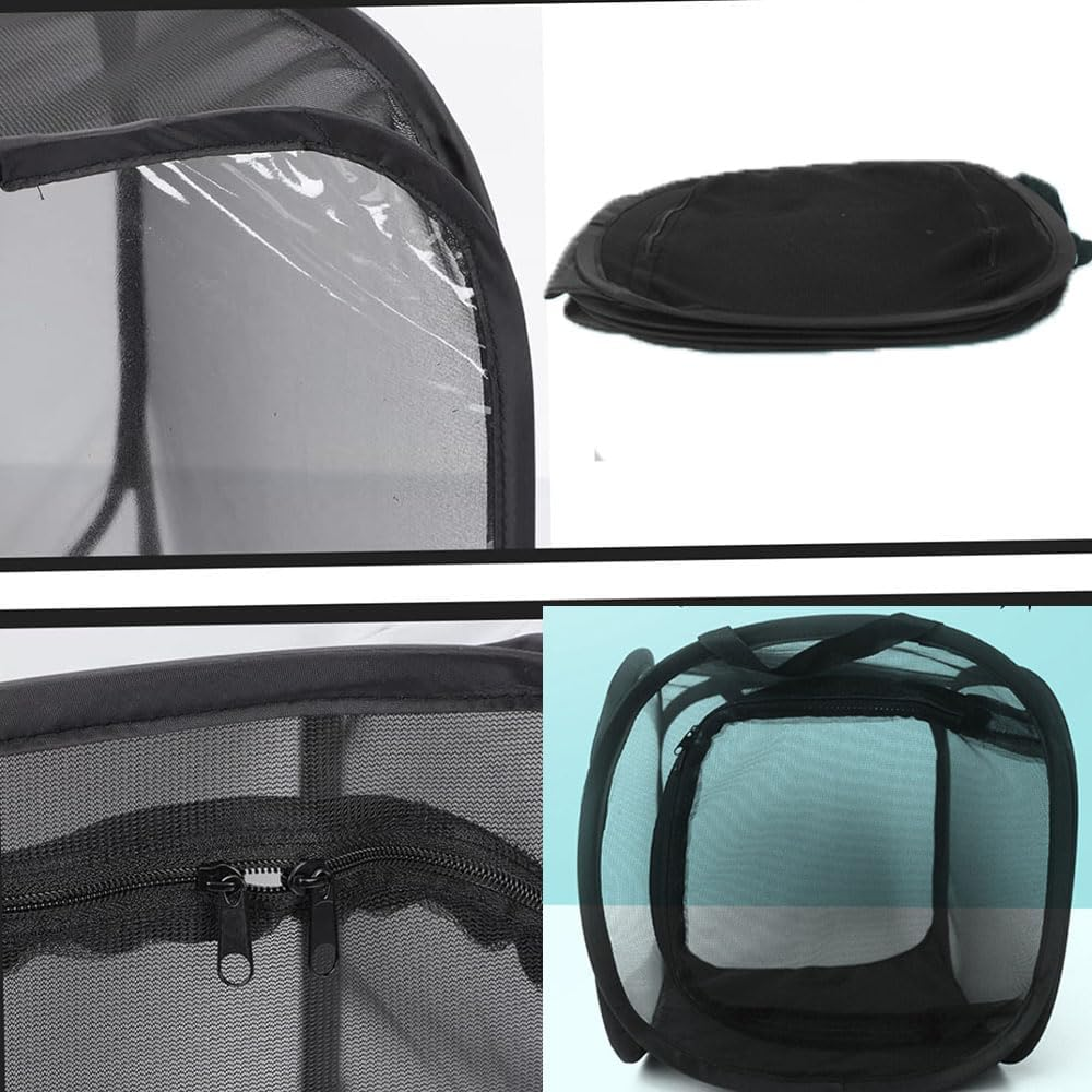 Insect Mesh Cage,Armastuse 1 Pcs Butterfly Habitat Cage, 30X30X30 Cm Plant Habitat Cage, Foldable Mesh Cage for Insect Habitat, Seedling Breeding,Butterflies Insects Raising(Black) image number 2