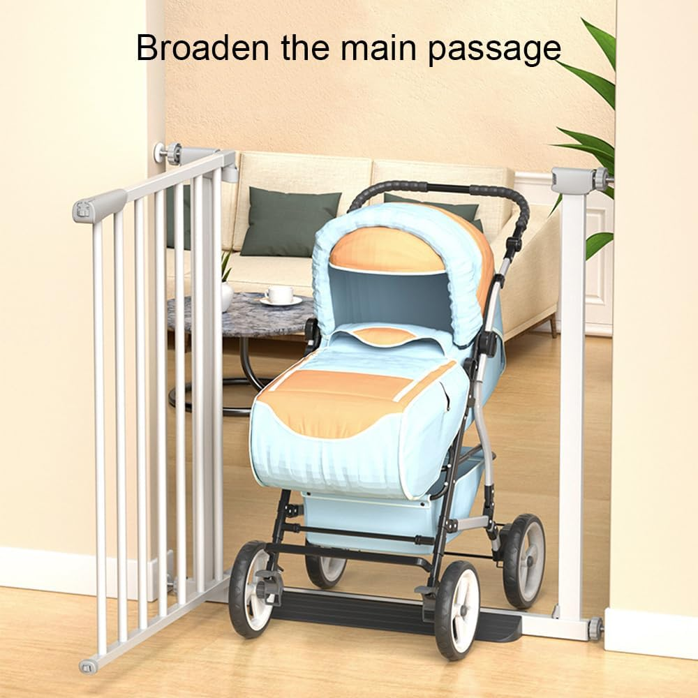 Pet Security Gate, Tall White Pet Gate, Extra Tall and Wide Child Door, Baby/Dog Gateway, Auto Close Safty Phylum Easy Walk Thru Wide Safety Phylum for Dog, White image number 4