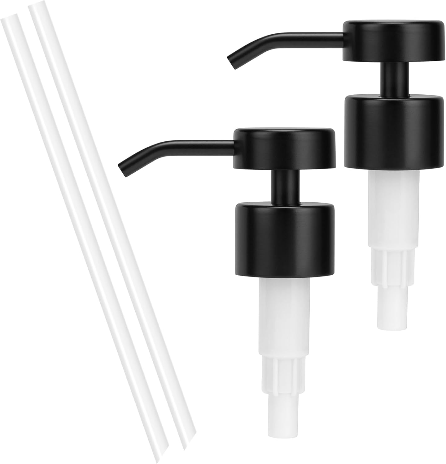 UHEY HOME Soap Dispenser Pump Replacement 304 Stainless Steel for Regular Mouth Bottle for Standard 28/400 Thread Size Kitchen Bathroom Lotion Refill Flat Top Dispenser Pumps 2 Pack(Brushed Nickel)