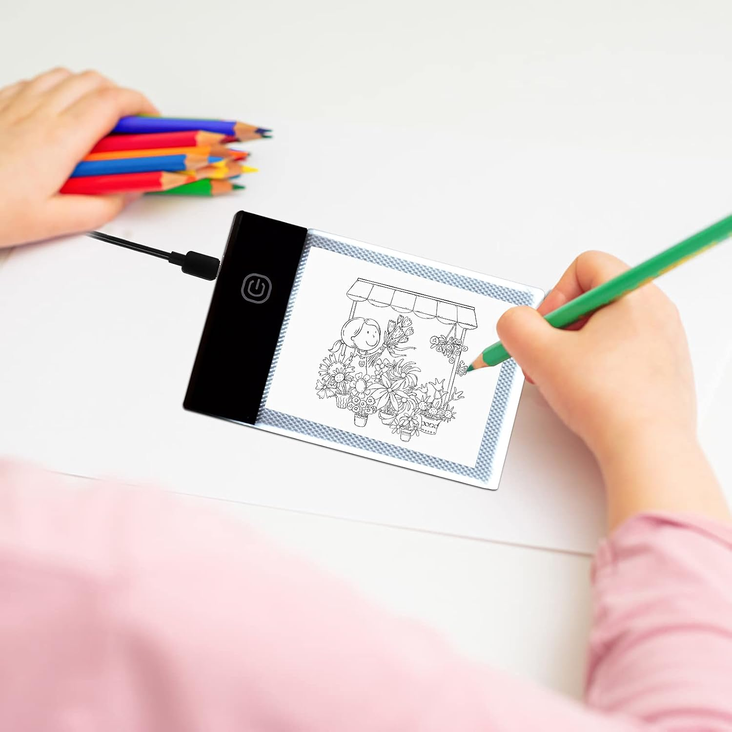 Super Mini LED Light Pad Ultra-Thin Light Box USB Powered Dimmable Brightness Artcraft Tracer for Children Students Adults Drawing Tracing Practise Calligraphy Flipbook Flip Books Animation Cartoon image number 1