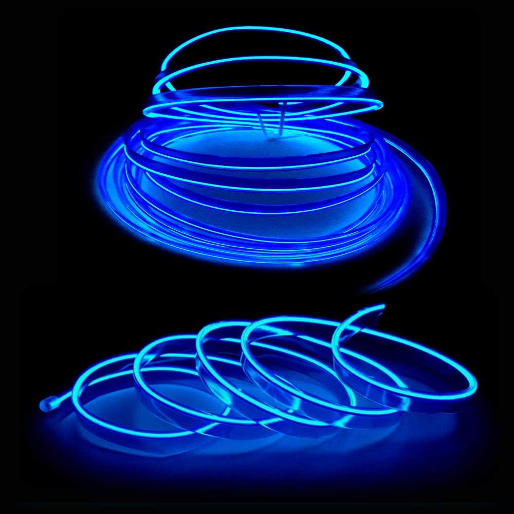Maxlaxer El Wire Blue Interior Car LED Strip Lights, 3M Neon Wire USB 5V with Fuse Protection for Automotive Car Interior Decoration with 6Mm Sewing Edge image number 6