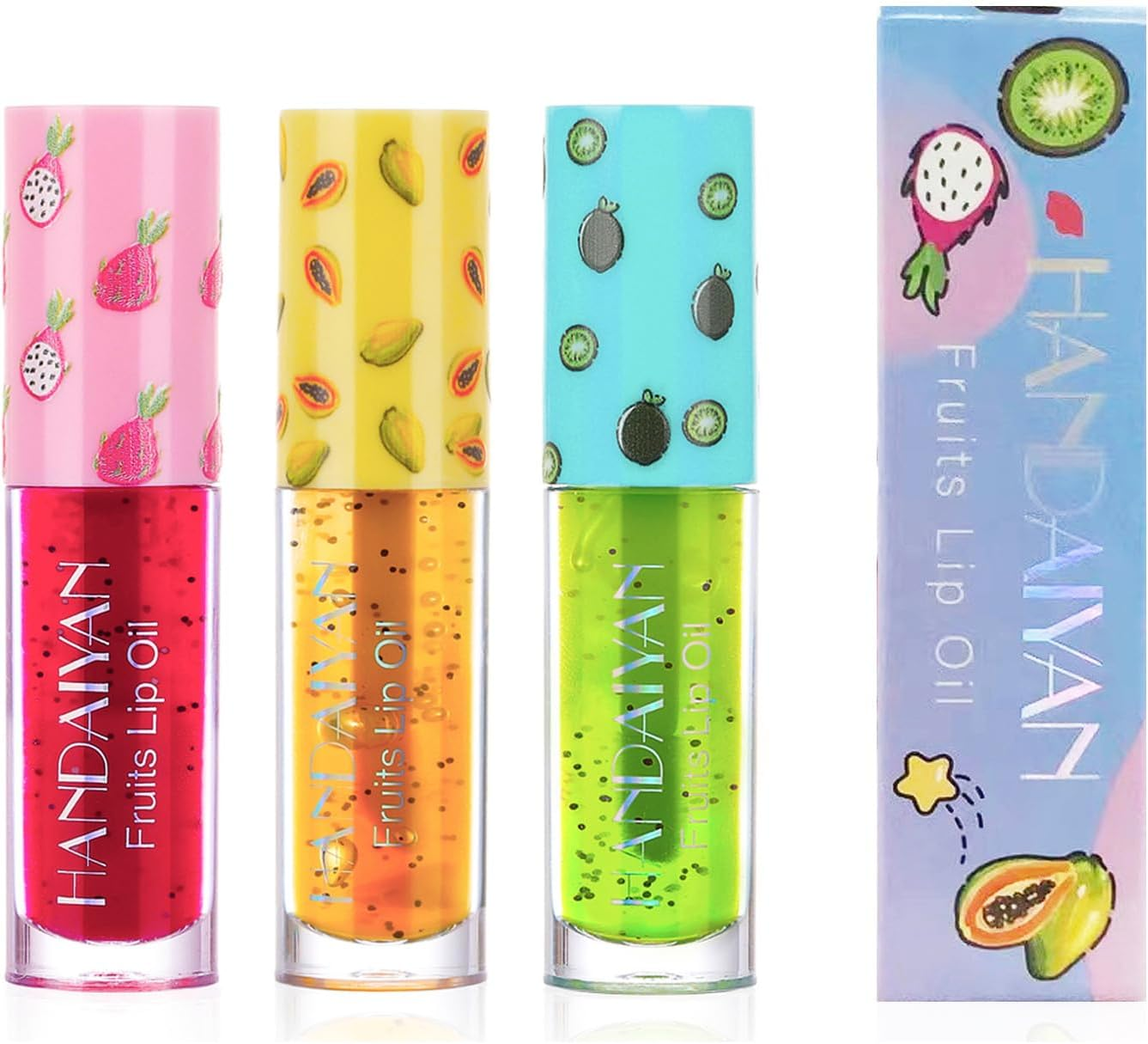 Joyeee Lip Oil, Lip Tint, Lip Stain, 3PCS Fruit Flavored Lip Balm Lip Plumper Extreme Clear Lip Gloss Set, Liquid Lipstick Lipgloss Long Lasting Hydrating Plumping Lip Primer for Girl Women Gift image number 5