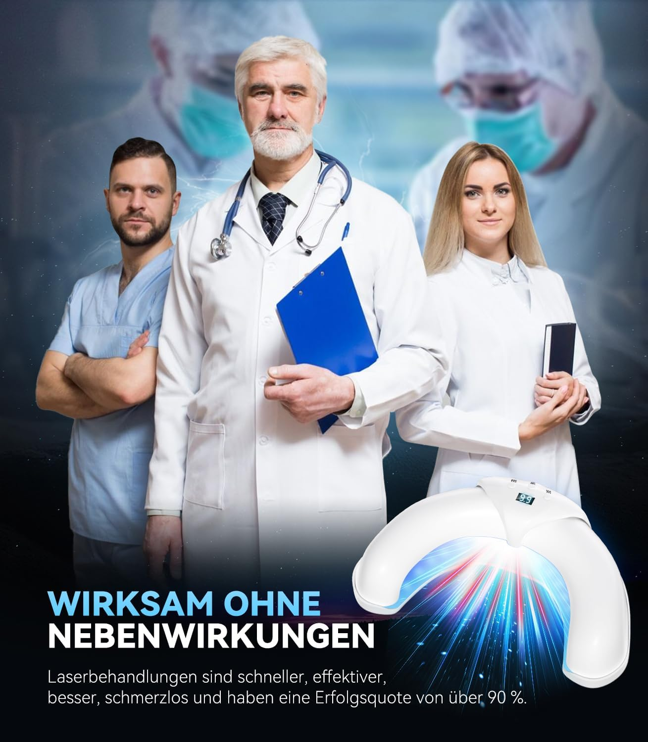 2025 6.0 Nail Fungus Lase, Dual Wavelength Technology, 470 Nm Blue & 905 Nm Infrared, Intelligent 3 Time 30S/60S/99S, Ultraportable Folding Design (White) Antifungal Laser - Black image number 2