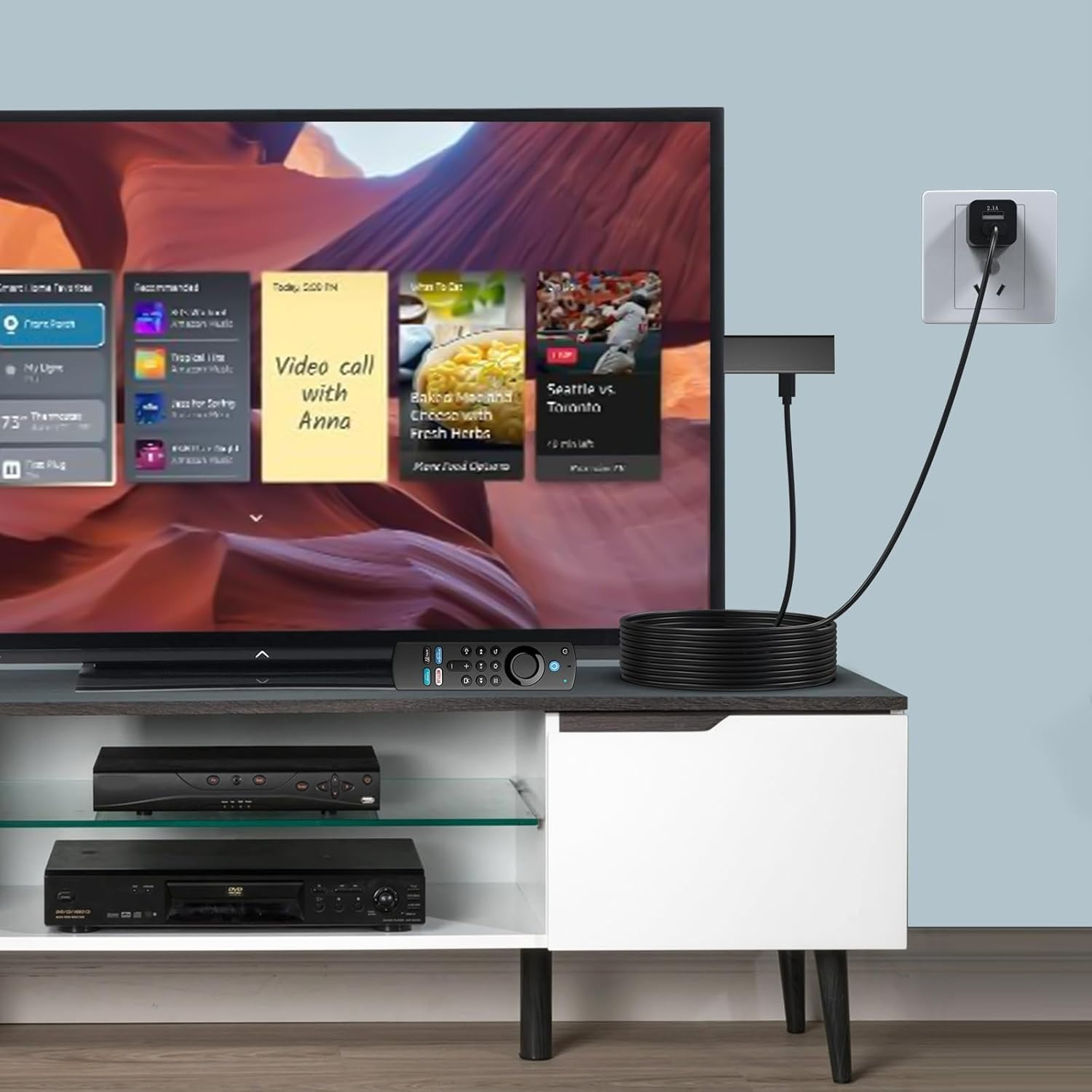 10FT Micro USB Power Cord Compatible with Amazon Fire TV Stick, Fire TV Cube &ndash; Extra Long Charger Cable for Streaming Media Player image number 6