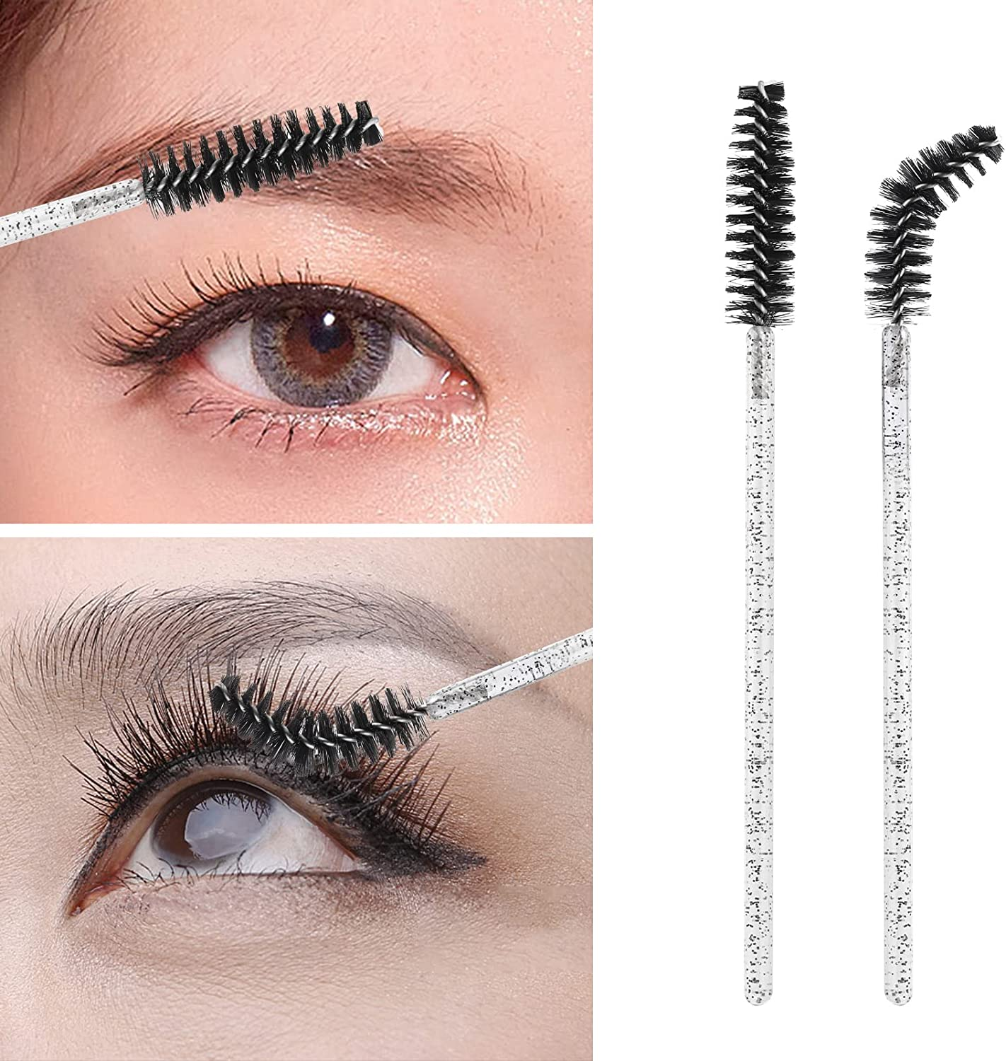 Tbestmax 600 Disposable Mascara Wand and Lipstick Applicator Wands Crystal Lip Gloss Brush Lash Spoolies for Eyelash Extensions image number 5