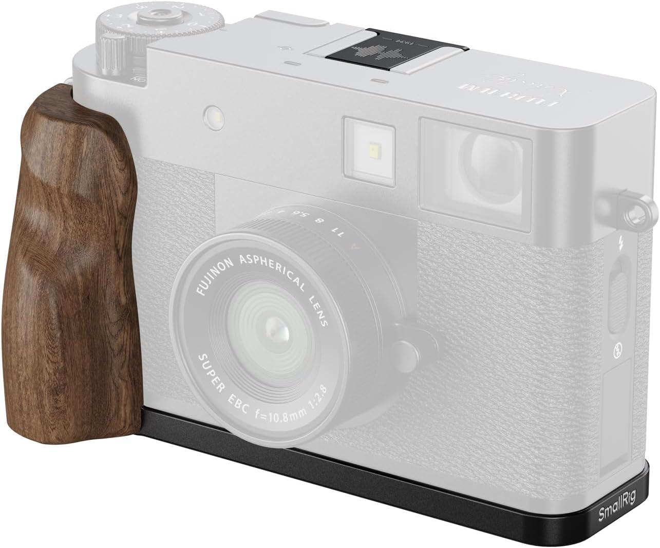 SMALLRIG X Half Wooden L-Shaped Mount Plate, L Plate for FUJIFILM X Half, Ergonomic Wood Side Handle, Includes Hot Shoe Cover (Black) - 5224