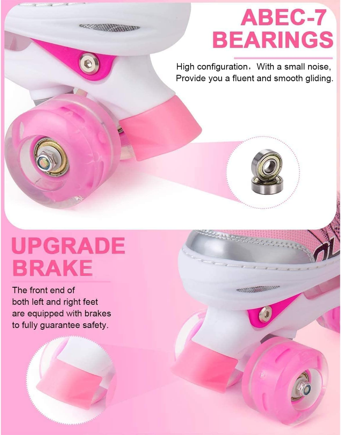 Otw-Cool Adjustable Roller Skates for Girls and Women, All 8 Wheels of Girl'S Skates Shine, Safe and Fun Illuminating for Kids image number 5