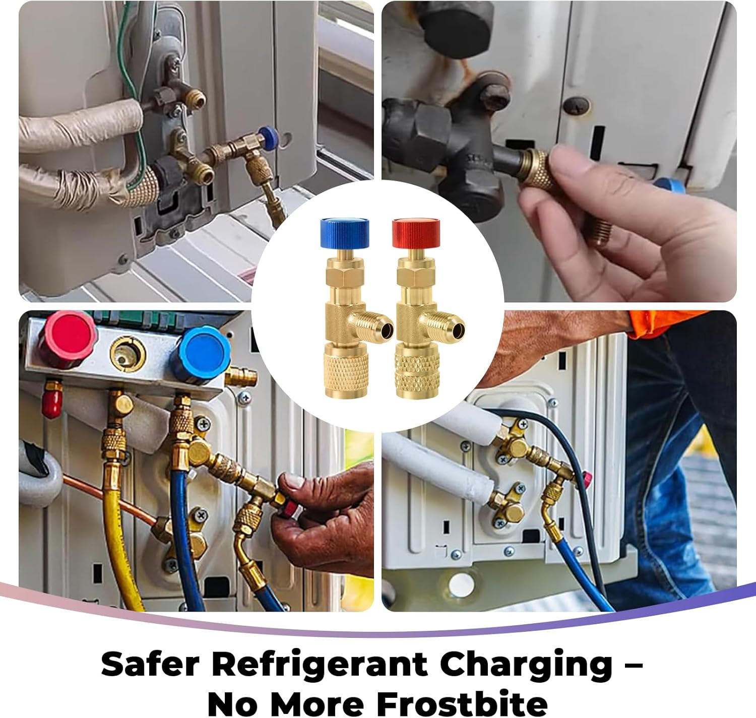 MAEZOE 2 Pcs Efficient R22 R410 Refrigerant Charging Valve Air Conditioning Liquid Safety Valve Copper Flow Control Valve image number 4