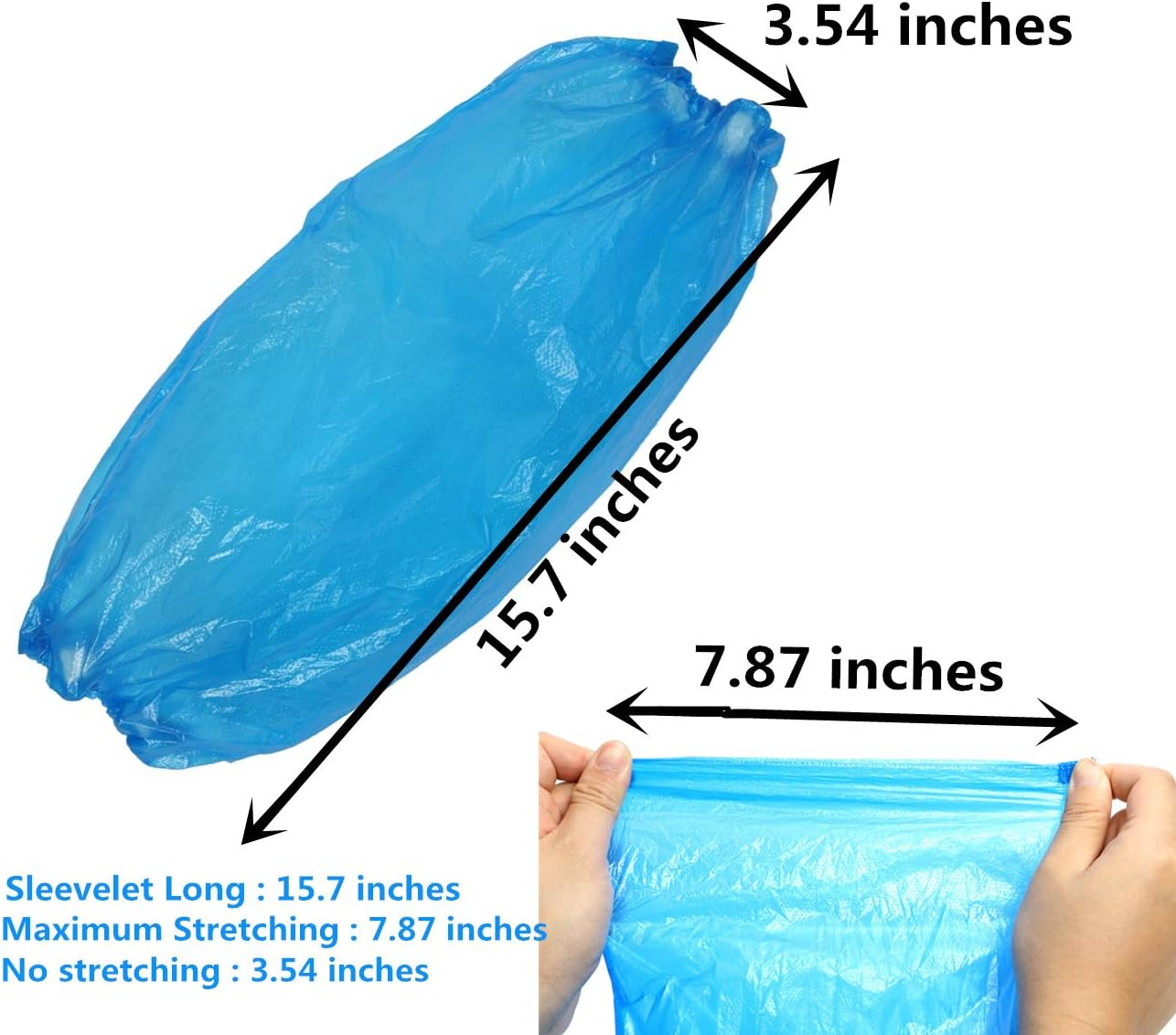Plastic Oversleeves Protector, Disposable Arm/Sleeves Covers Waterproof Protector, 15.7 Inches,Blue(100 PCS) image number 5