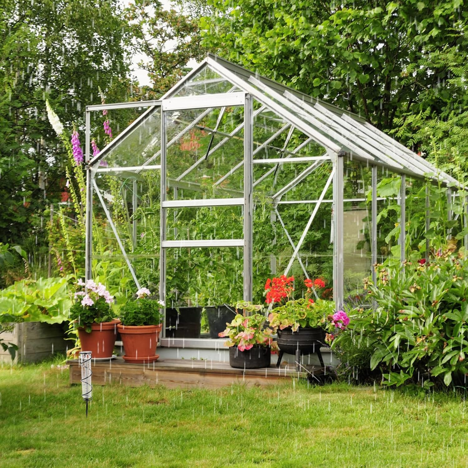 Outdoor Rain Gauge Iron and Glass Rain Measure Device with Clear Scale Decorative Garden Stake for Accurate Rainfall Measurement Weather Monitoring Tool for Lawn and Patio image number 2