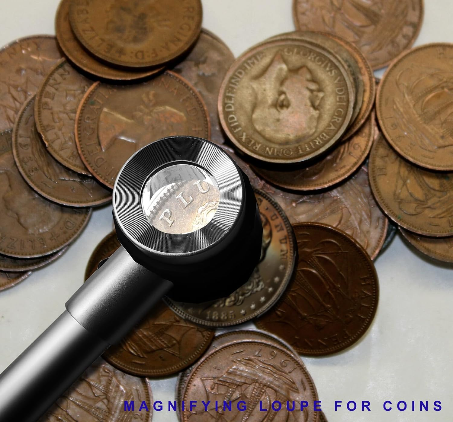 Magnifying Glass 45X, Stainless Steel Folding Magnifying Glass Jeweller Magnifying Glass Jewellery Magnifying Glass for Coins Magnifying Glass Stamps