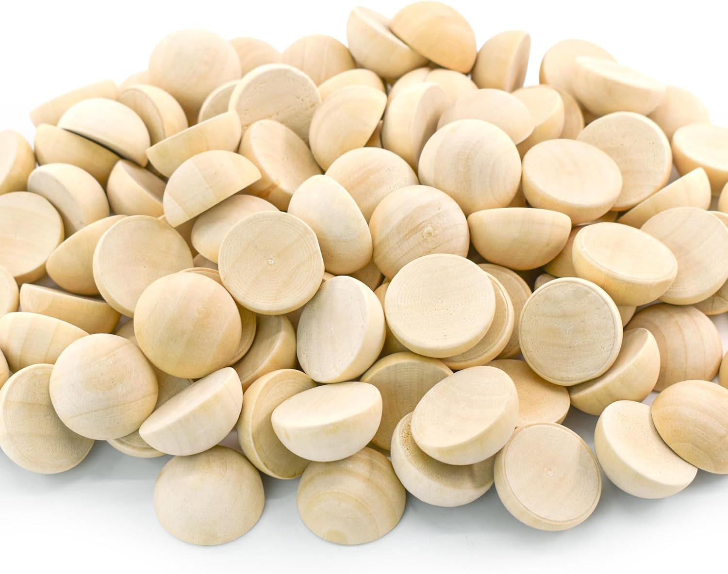 Enkrio 100PCS Half Wood Balls 1Inch Split Wood Balls Unfinished Natural Half Beads for DIY Crafts Gnome Noses Home Decor (25Mm) image number 5