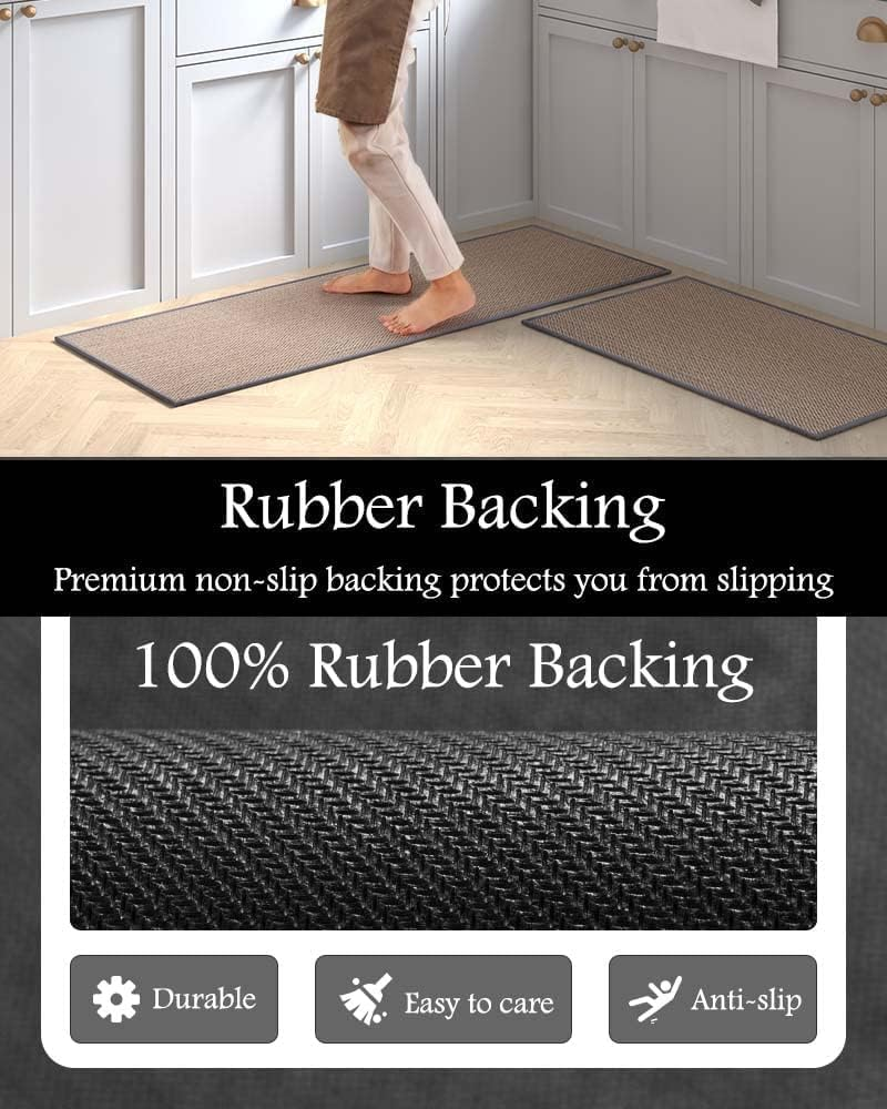 METOY Kitchen Mat Set of 2 PCS, Cushioned Non Slip Rugs for Kitchen Floor, Absorbent Runner Comfort Standing Mats Washable for Kitchen, Office, Home (Grey) - Brown image number 3
