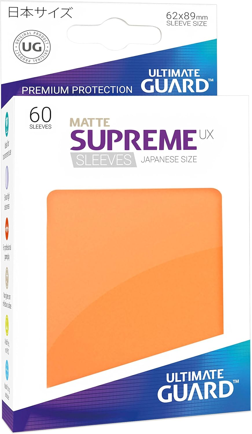 Ultimate Guard UGD010587 Supreme UX Sleeves, Japanese Size, Matte Black, 60 Counts - Matte Black image number 3