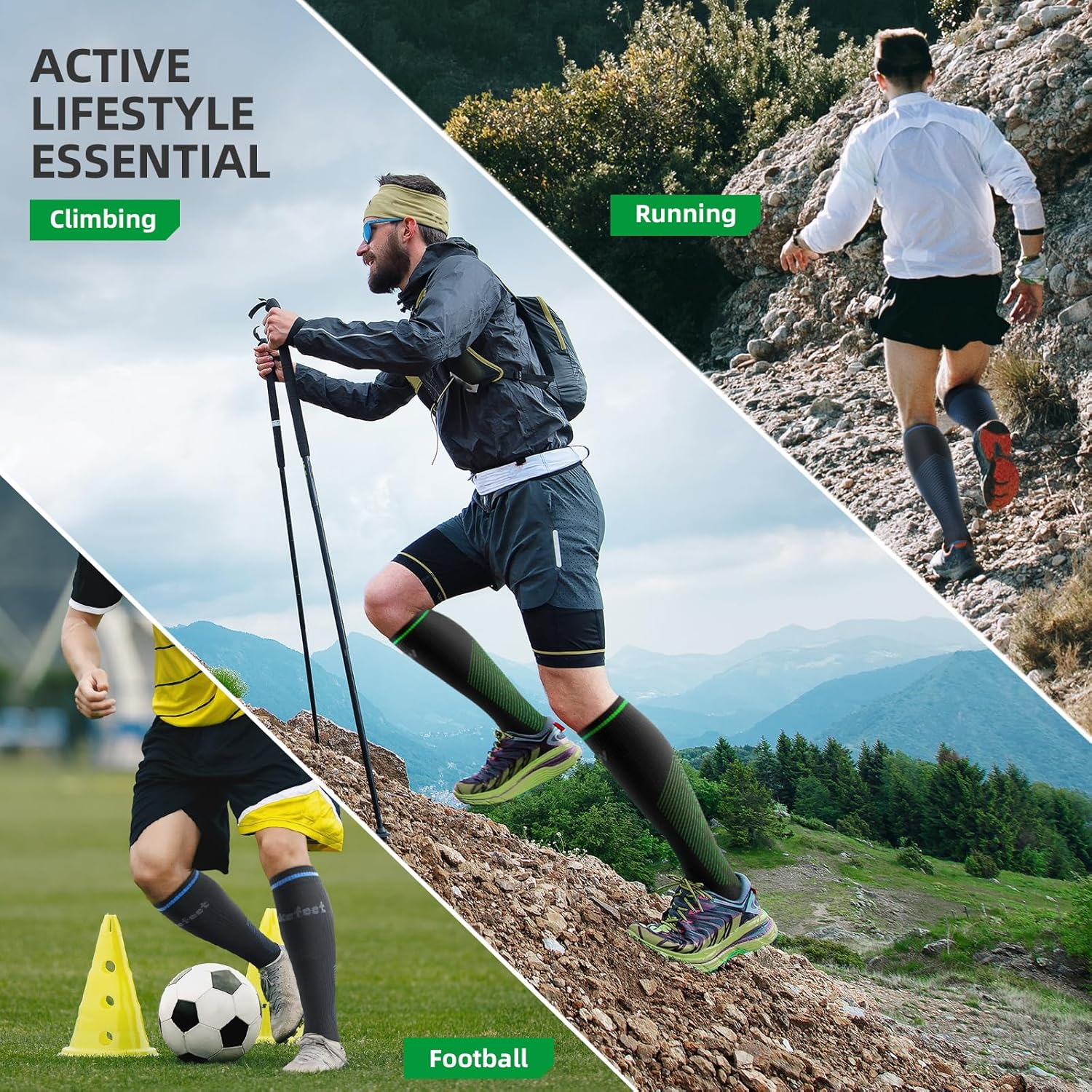 WAKEFEET Compression Socks Men Women 3 Pairs, Compression Socks 20-30 Mmhg for Sports, Running, Fitness Flight image number 1