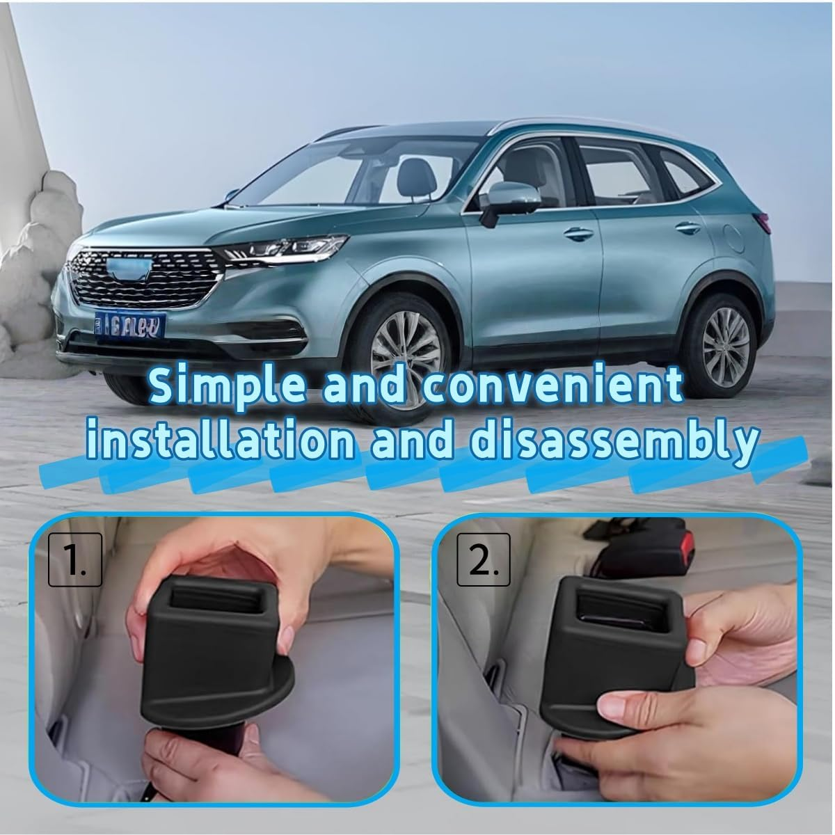 2 Pcs Seat Belt Bucklers, Silicone Seat Belt Extenders, Easily Accessible Car Boosters, Suitable for Most Vehicle Models (Black) image number 1