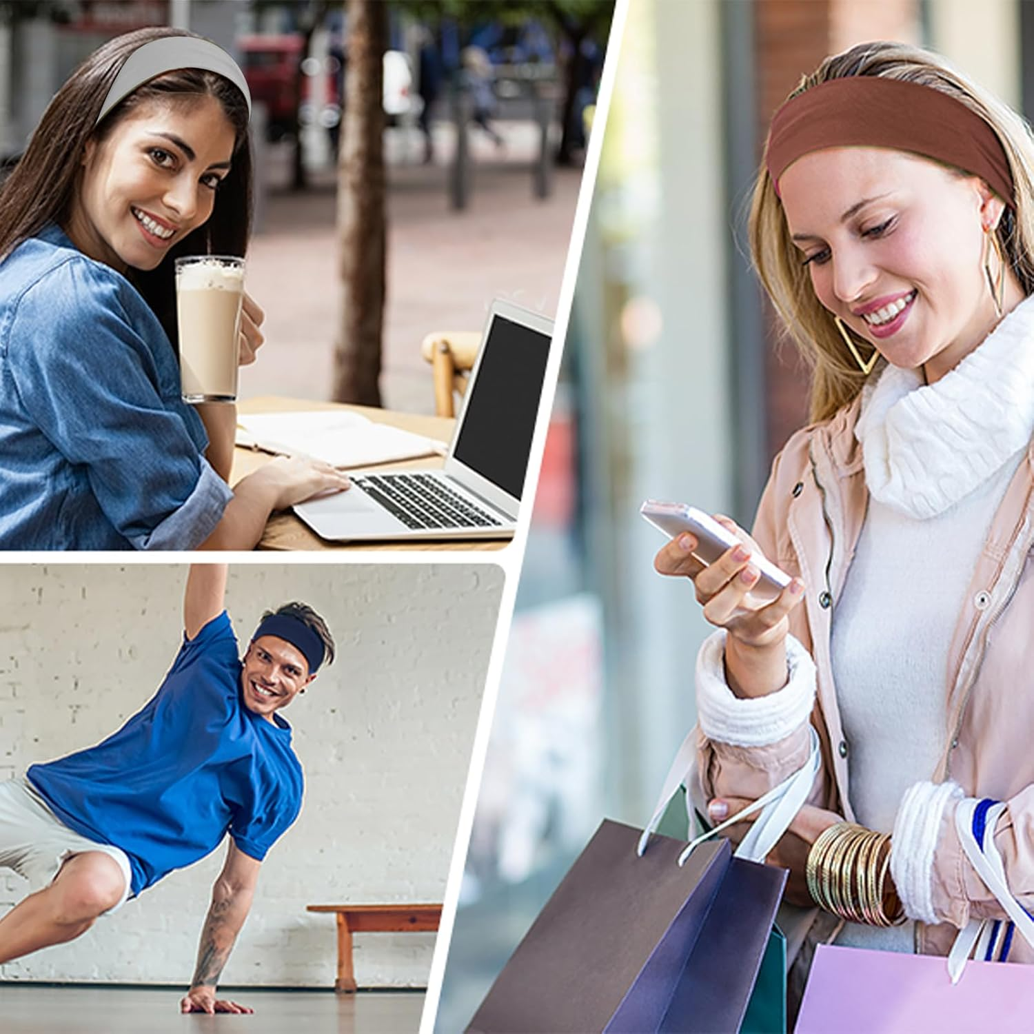 TELAIN Women'S Headbands Thin Lightweight Breathable Soft Elastic Hair Bands for Yoga Fitness Running Multicoloured image number 3