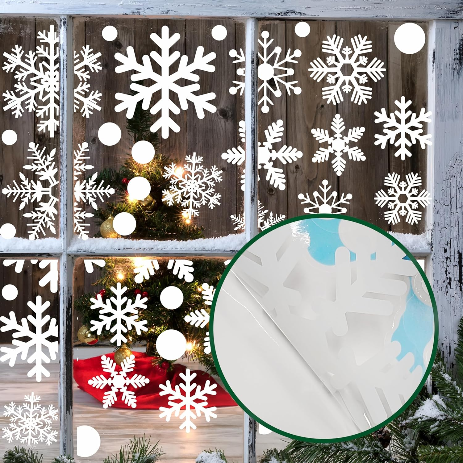 321Pcs Christmas Window Clings for Glass Windows 9Sheets Christmas Window Decals Snowflakes Christmas Decorations Indoor Christmas Window Stickers for Kids Holiday Window Clings Winter Decorations image number 1