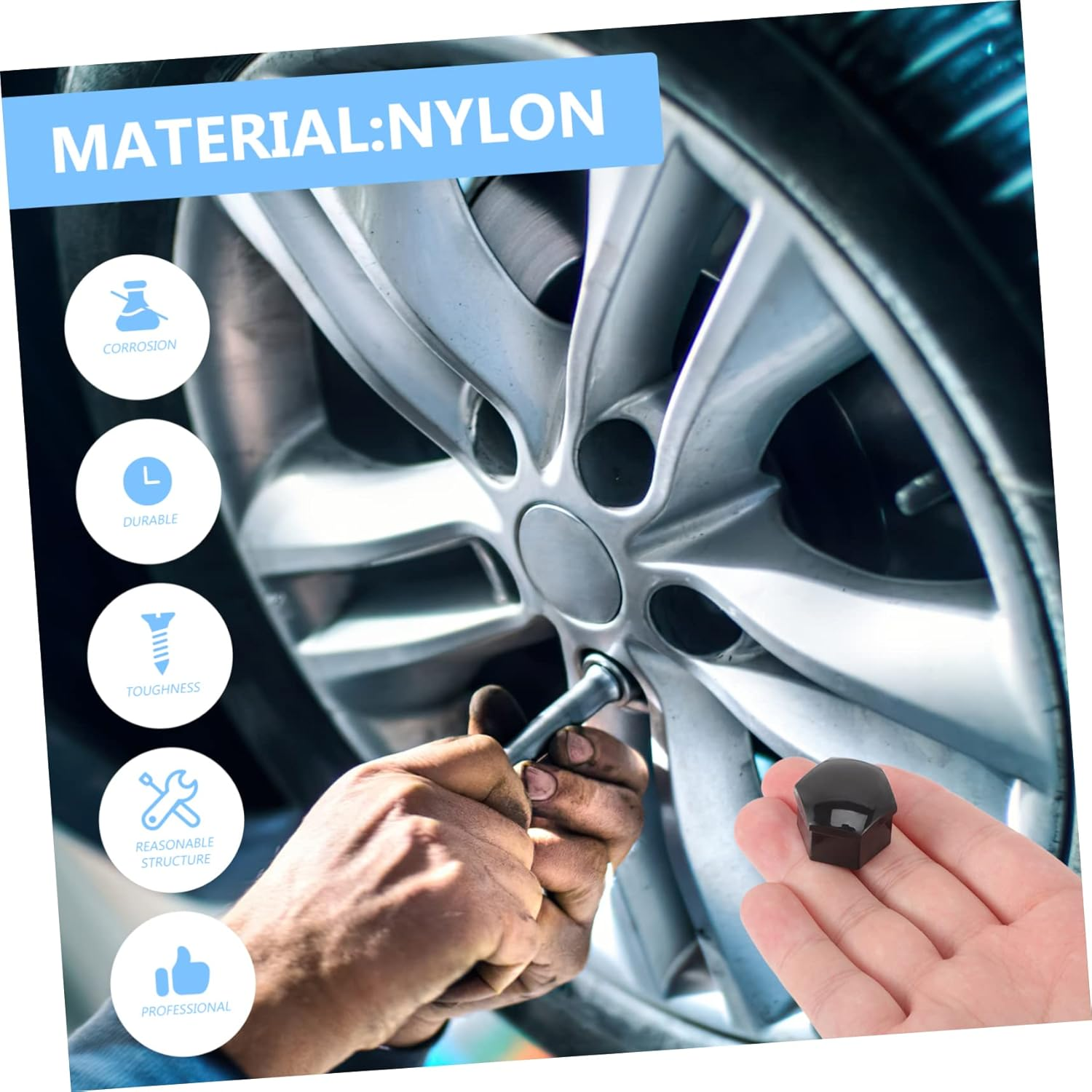 CTIRCHIU Car Lug Nut Covers 20Pcs Black Hex Wheel Hub Screw Caps with Removal Tool Dustproof for Automotive Tire Protection Accessories