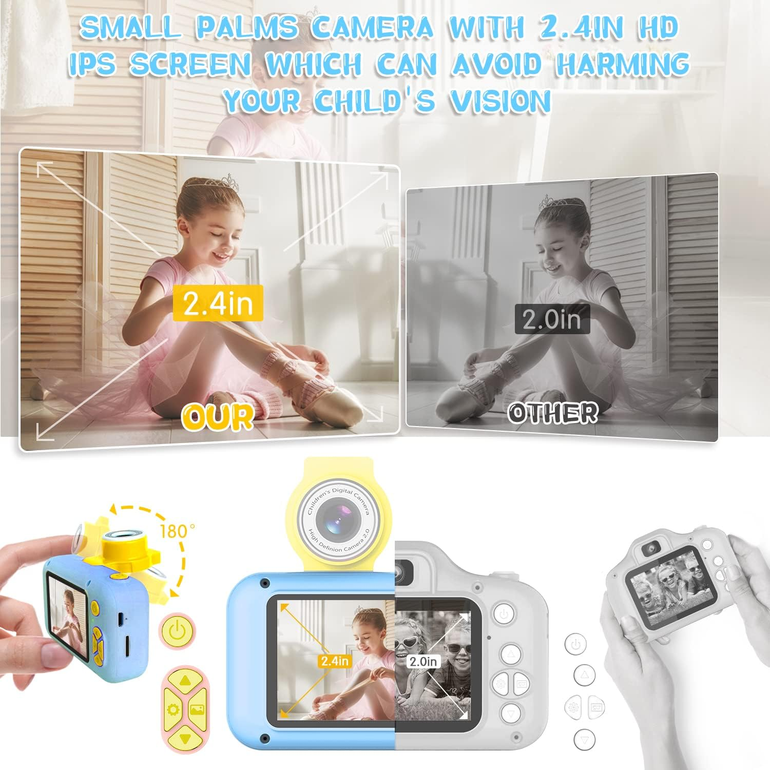 ARNSSIEN Kids Camera Toy for 3 4 5 6 7 8 9 10 11 12 Year Old Girls/Boys,Kids Digital Camera for Toddler with 180&deg;Flip Lens&2.4In IPS Screen,Birthday Festival Present Toy for Girls/Boys,32 GB Card,X101 image number 2