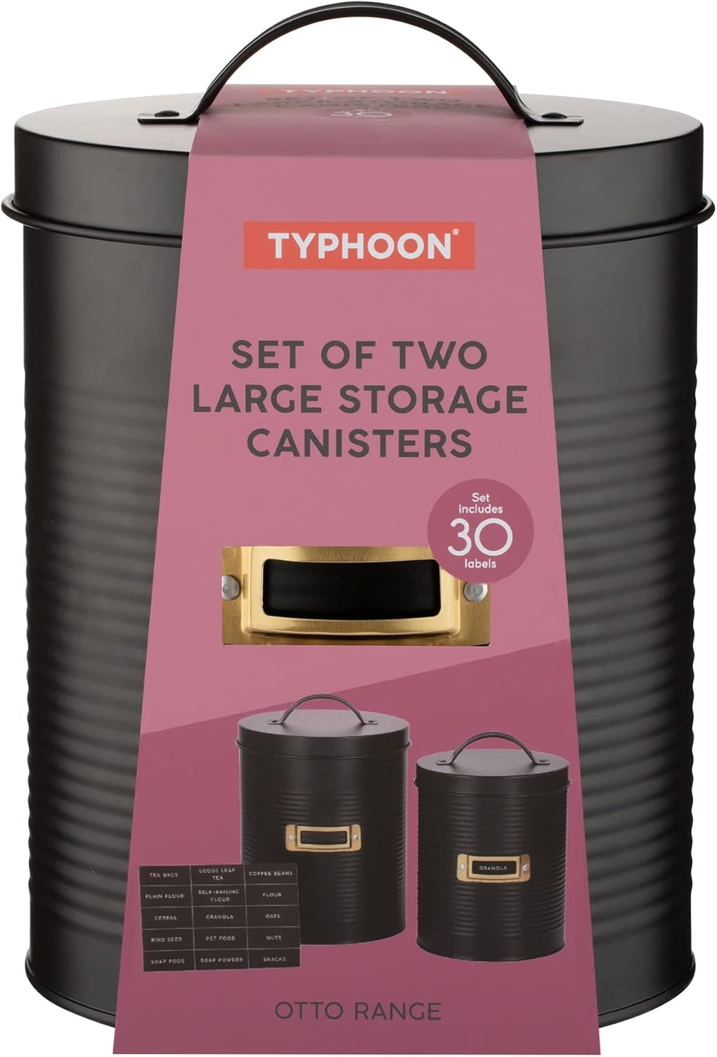 Typhoon Living Otto Storage Canisters 2-Piece Set, Black image number 2