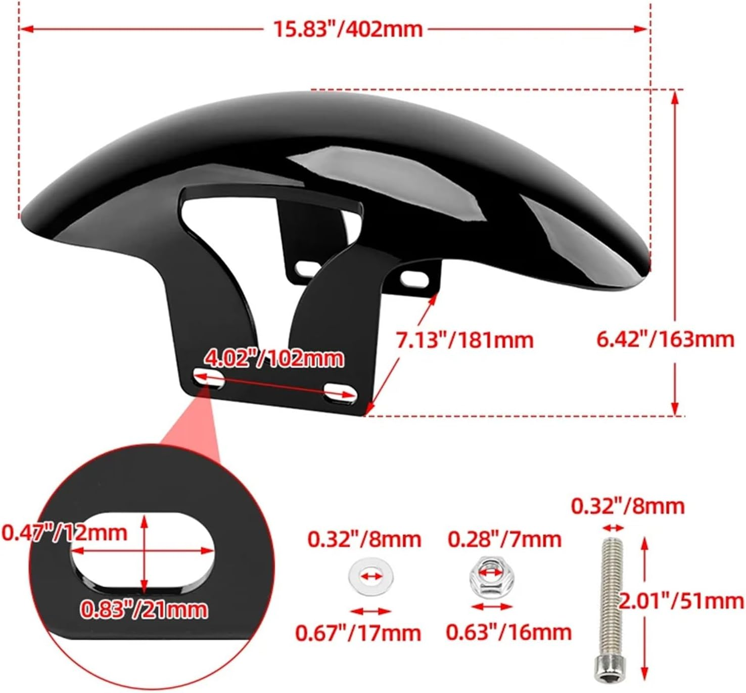 Motorcycle Gloss Black Front Fender Short Mudguards Protector Cover Compatible with Harley Softail M8 Fatboy FLFBS FLFB 2018-Up image number 1
